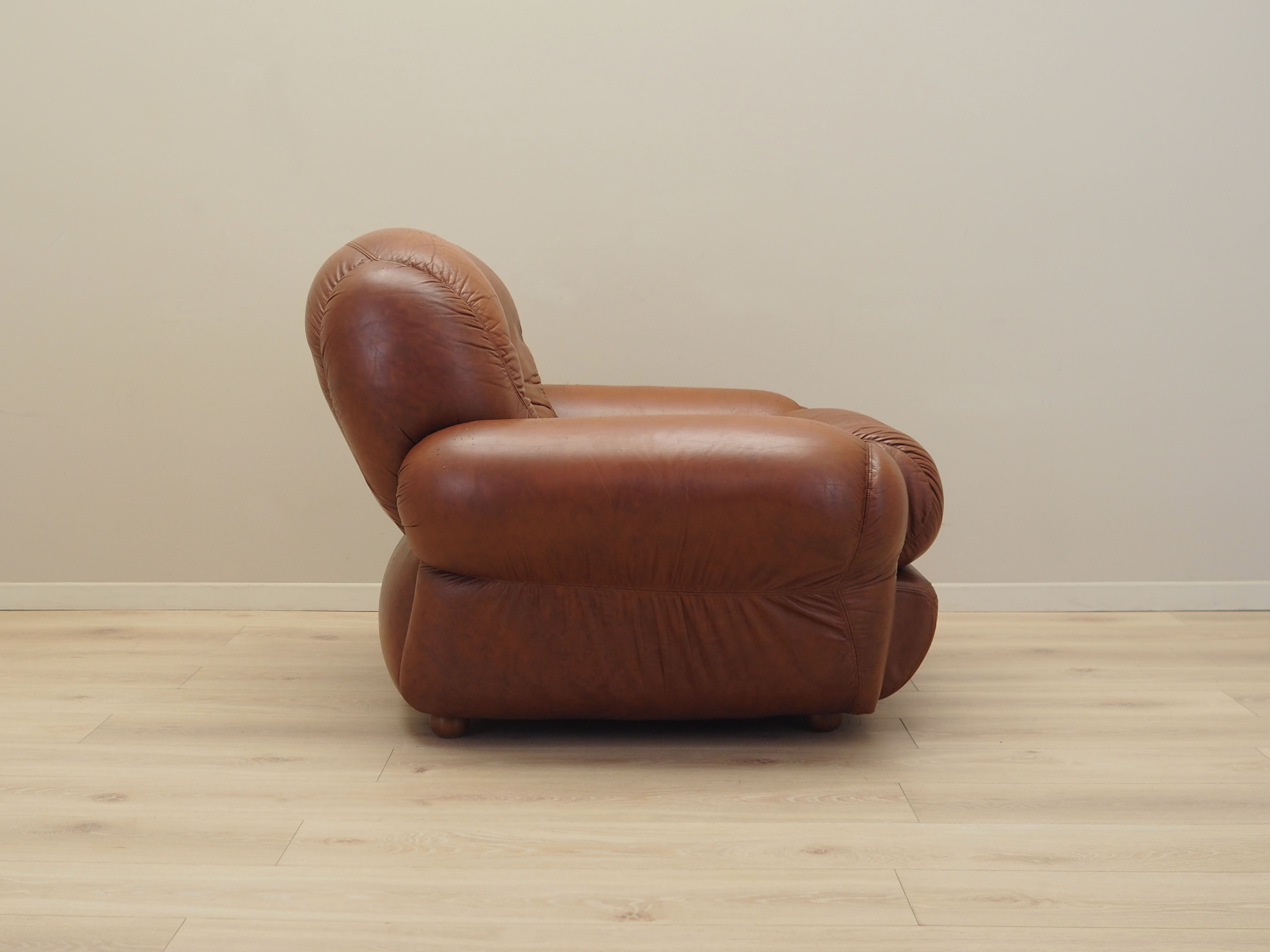 Sessel Leder Braun 1970er Jahre