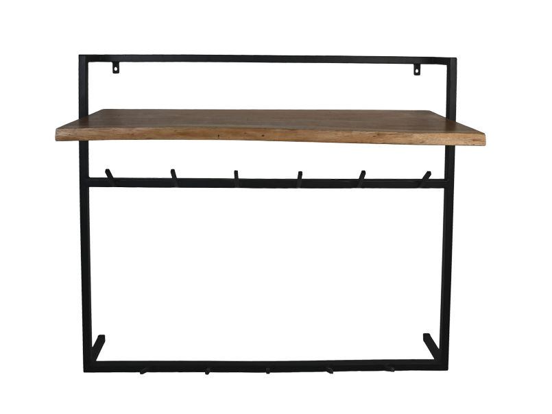 Wandgarderobe mit Regal Akazienholz Metall
