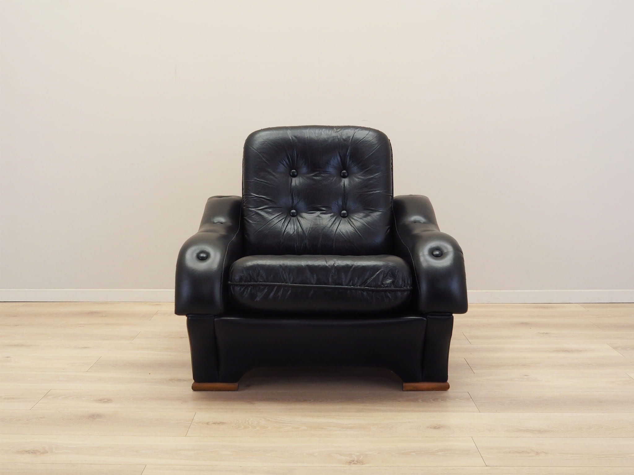 Armchair Faux Leather Black 1980s