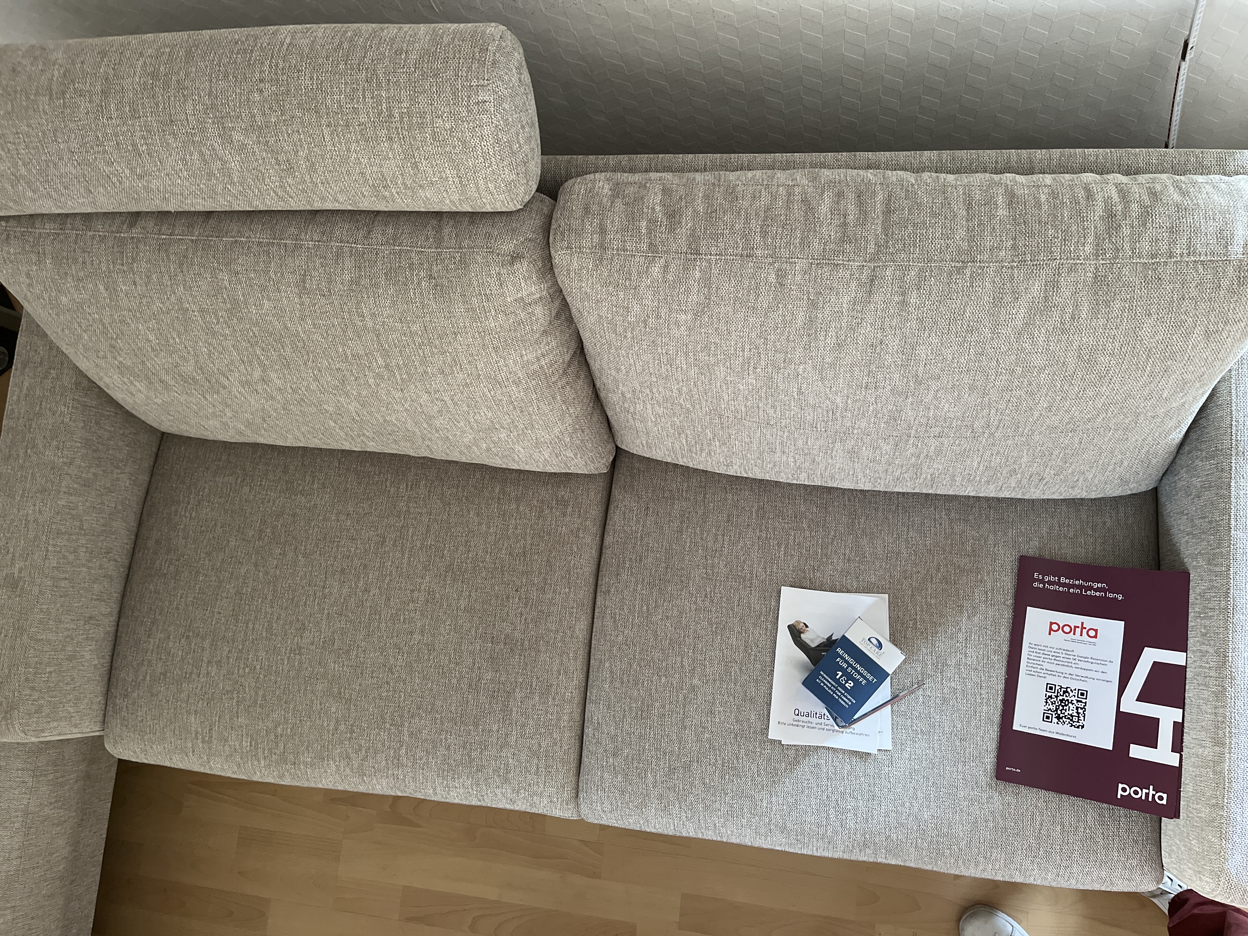 2x Sofa 2-Sitzer Leinen Holz Beige