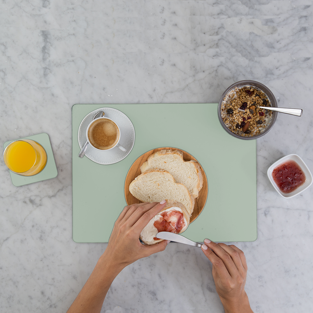 Placemat Rectangular 100% Recycled Leather Mint
