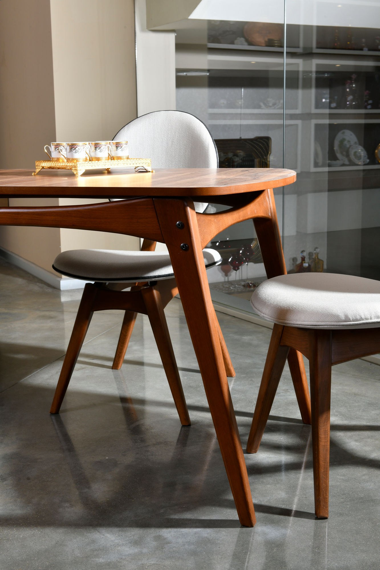 Touch Set tavolo da pranzo da 5 pezzi lino crema