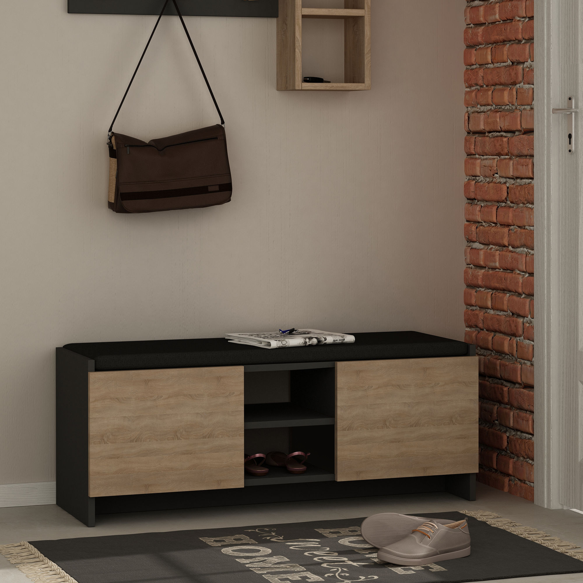 Zulla Shoe cabinet Anthracite Brown
