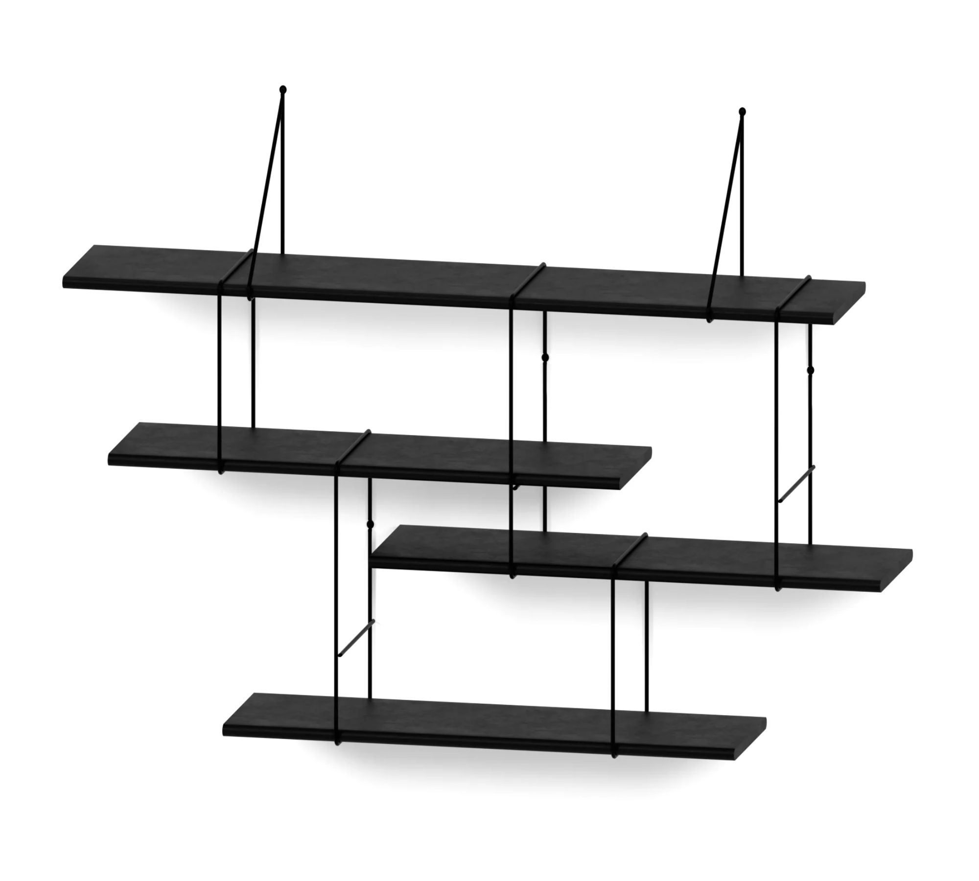Link set 1 Shelf Wood Steel Black