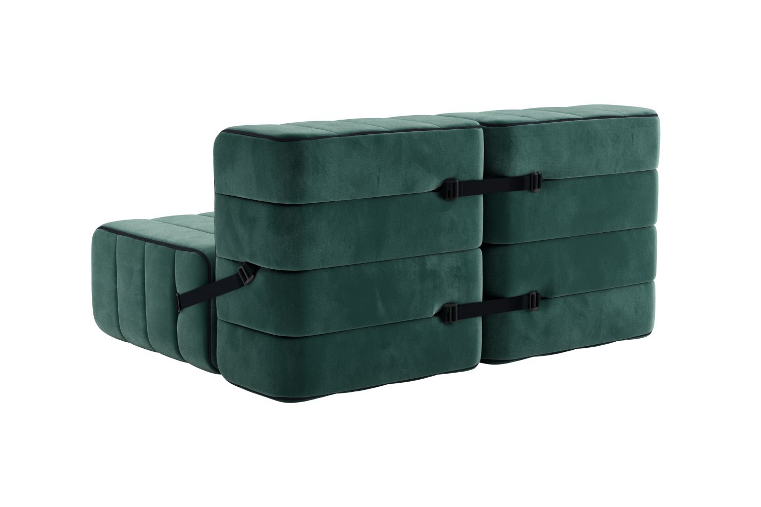  2-Sitzer Modulares Sofasystem Curt 4er-Set Grün