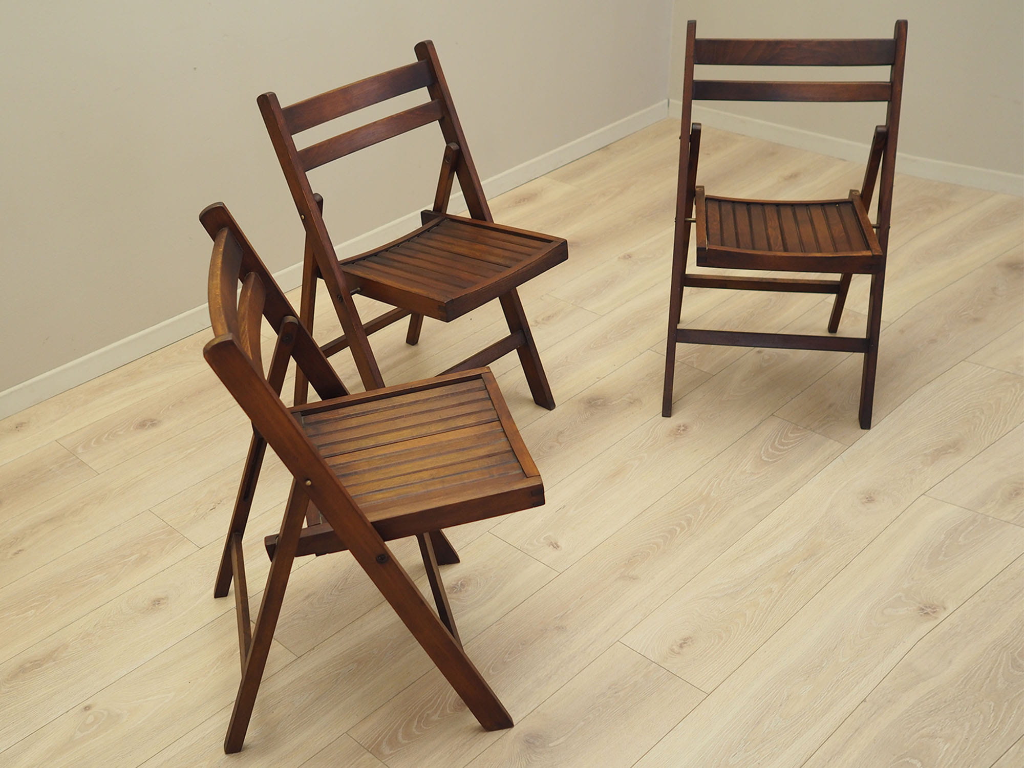 3x Chair Wood Brown 1990s