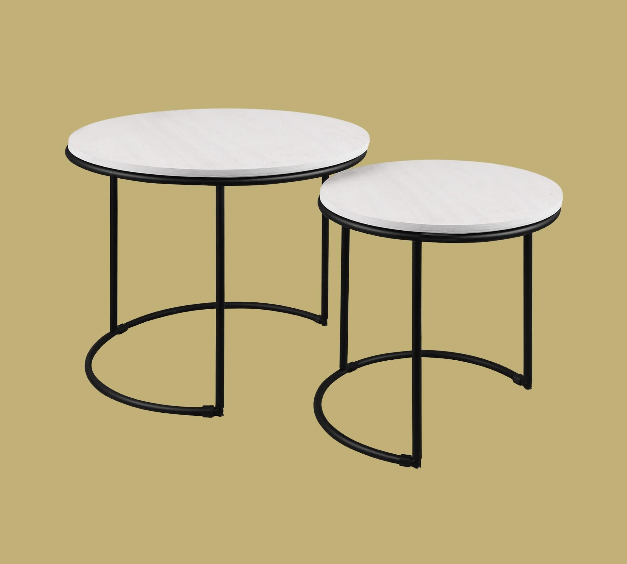 2x Beistelltisch Metall Weiß