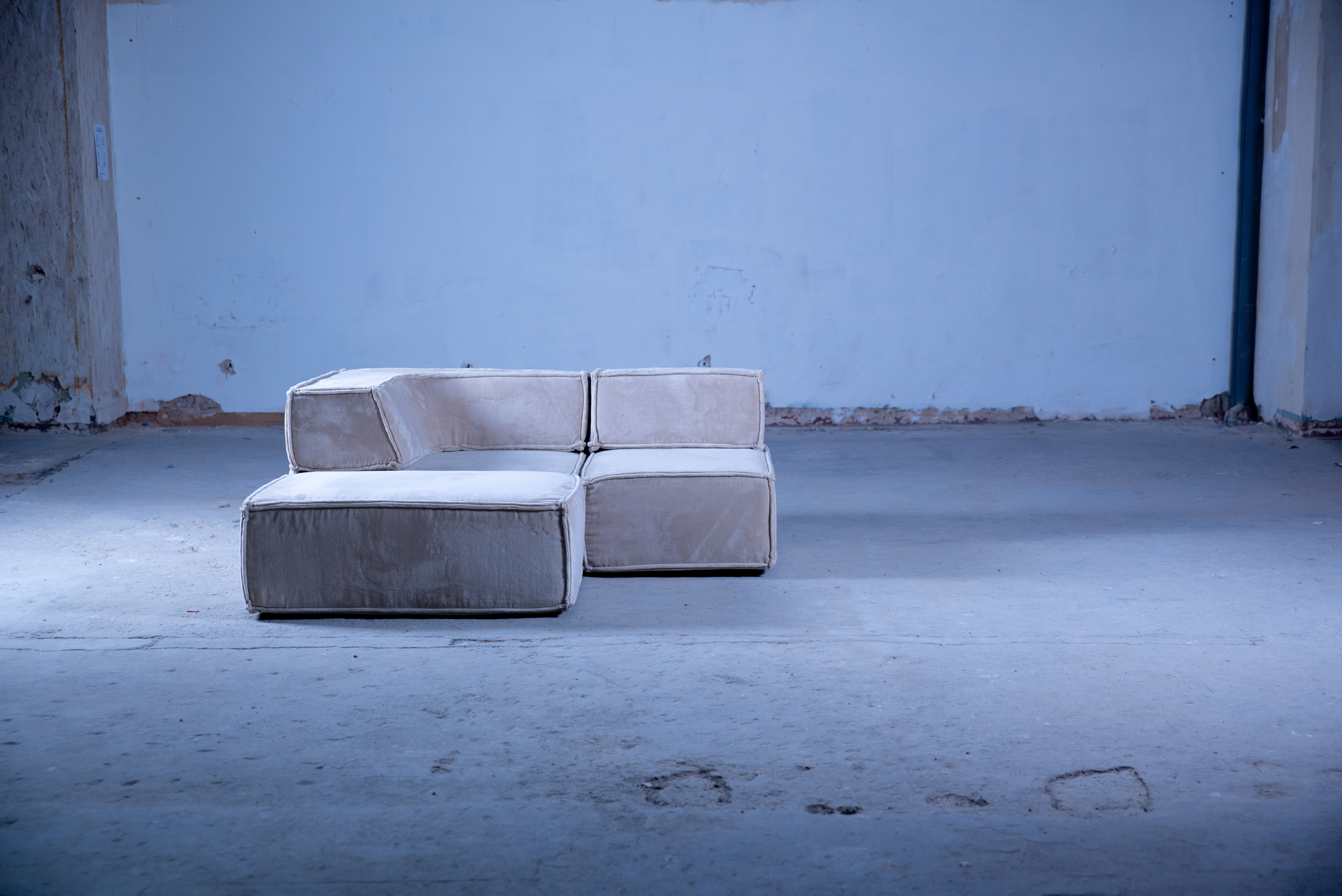 Trio Sofa Textil Samt Grau 