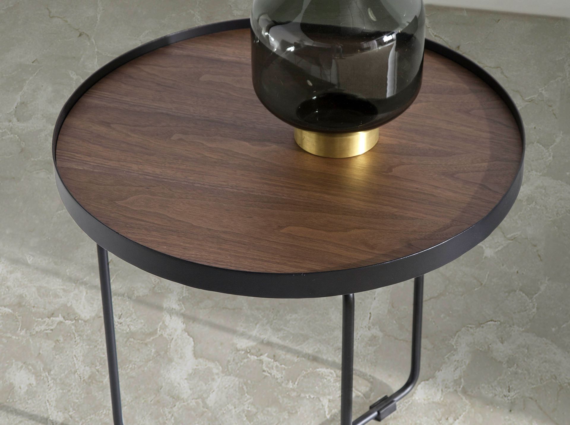 Runder Beistelltisch Holzfurnier Stahl 50cm