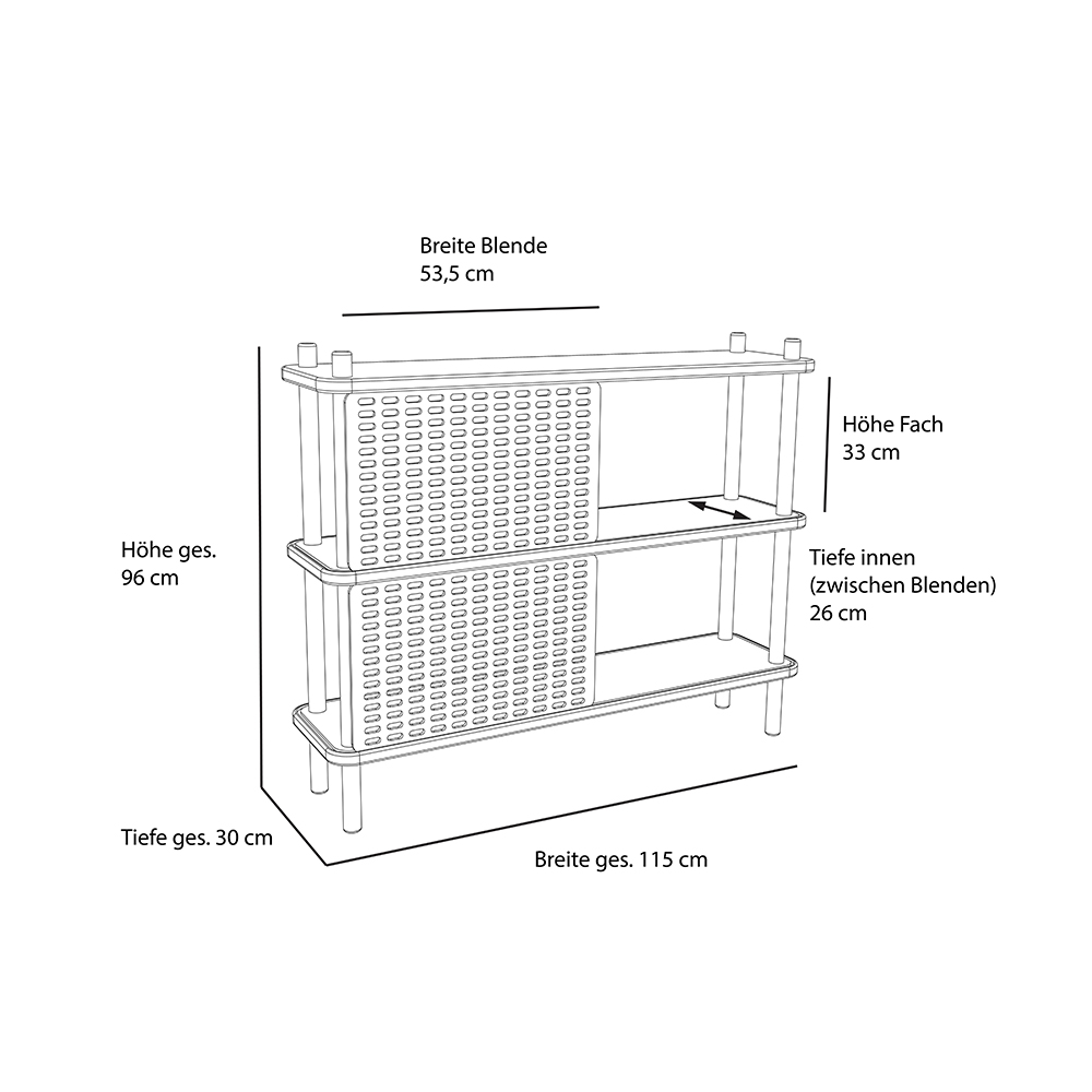 Brilliant 2 Shelf Ash Wood Red Plexiglass