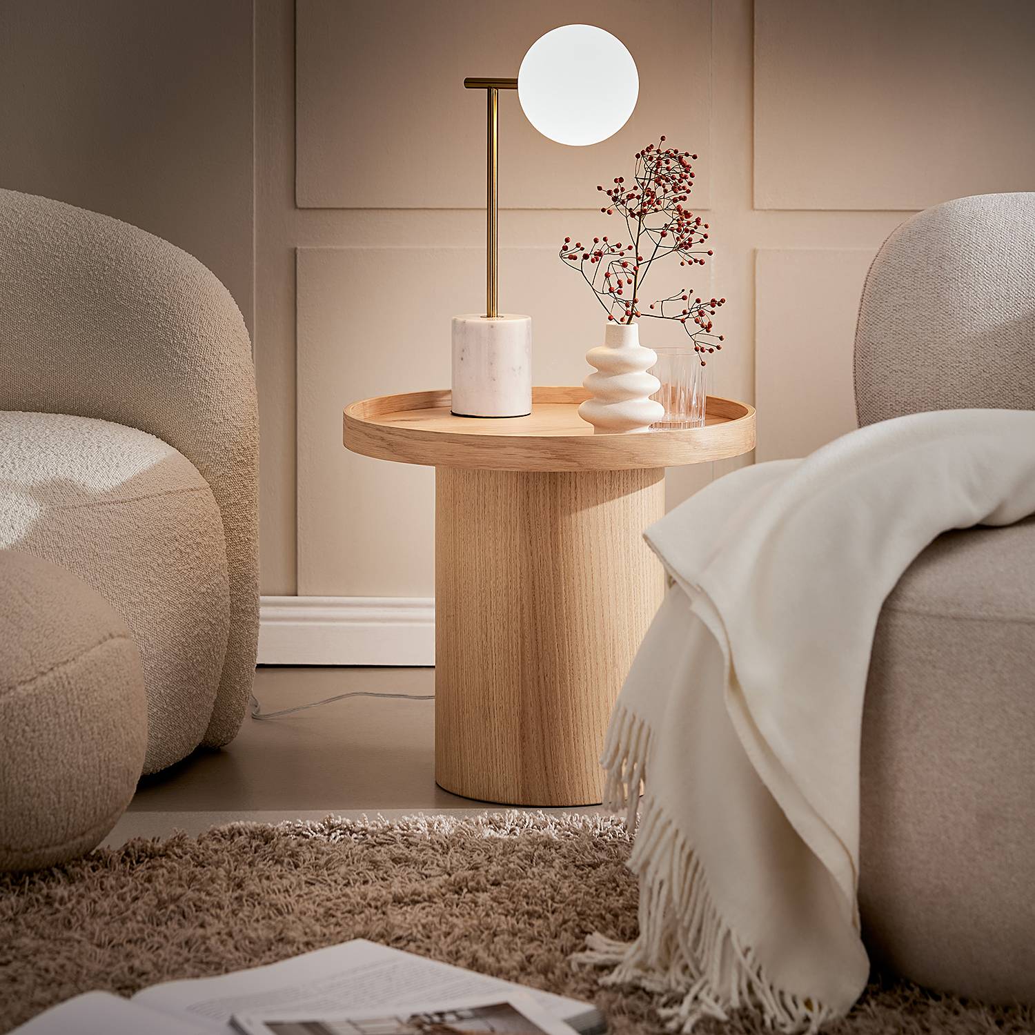 LUNA Table Lamp Metal Marble 1-bulb