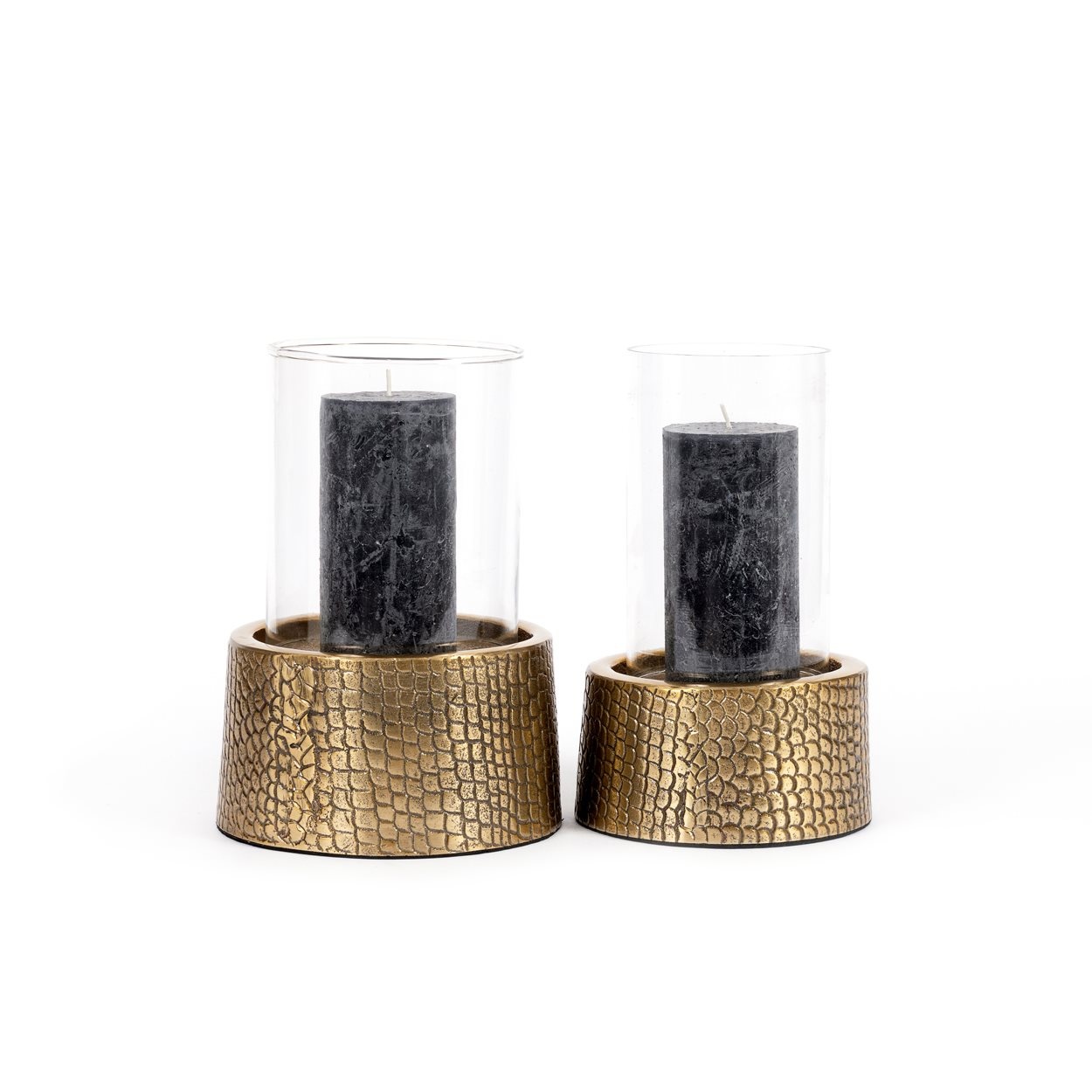 Croco Candleholder Glass Brass