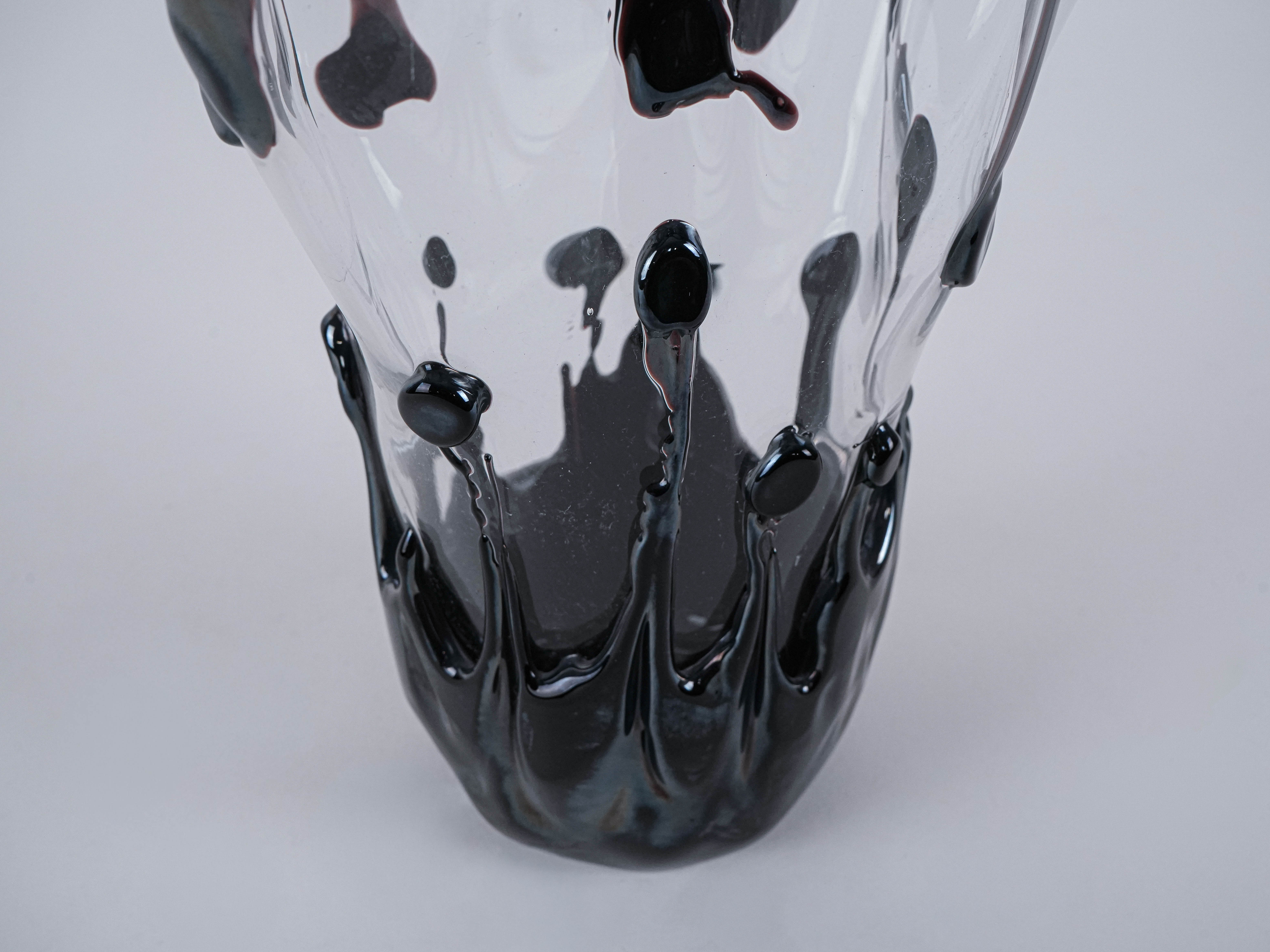 Murano glass vase black 1960s