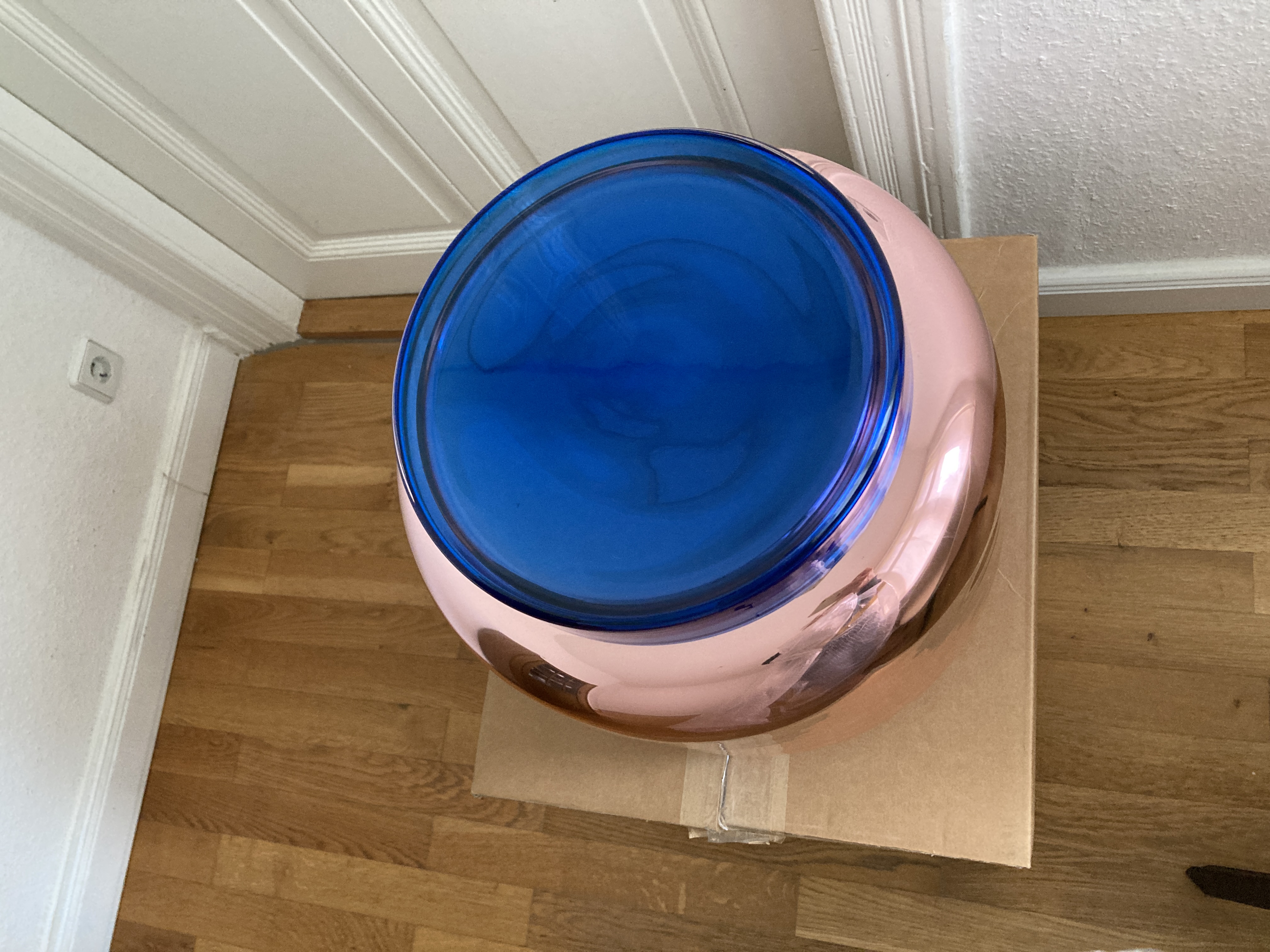 Container Table Glass Old Rose Blue