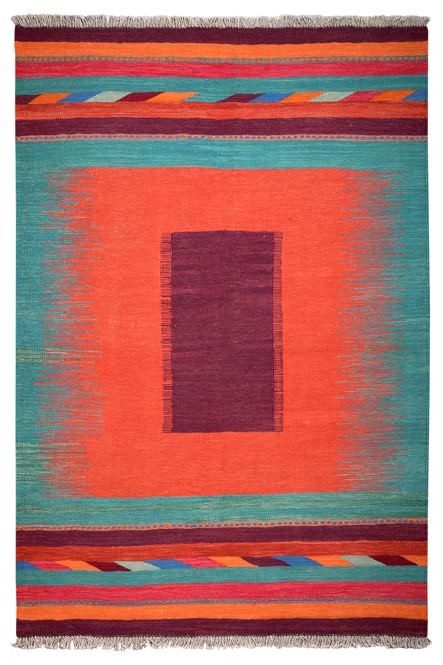 Kilim Gashgai Teppich Orange Blau