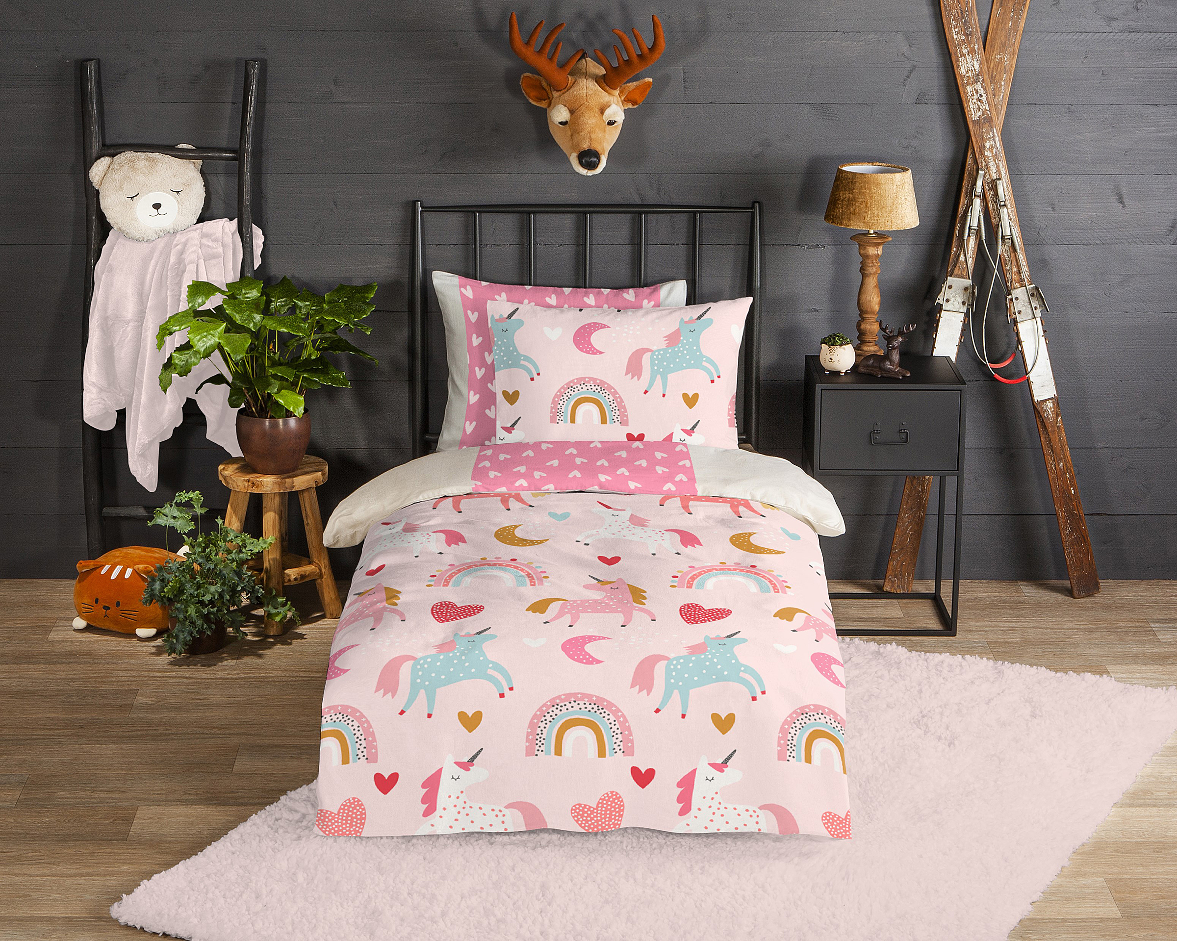 Yaroupi Bettwäsche Flanell Rosa 140x200cm Kissen 70x90cm