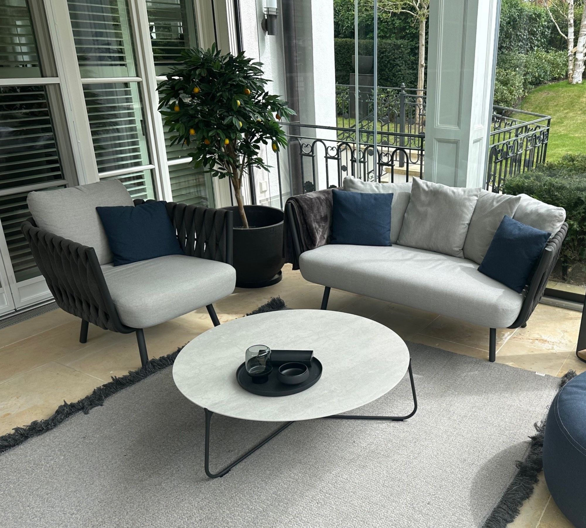 Tosca Outdoor-Möbelset Textil Edelstahl Grau