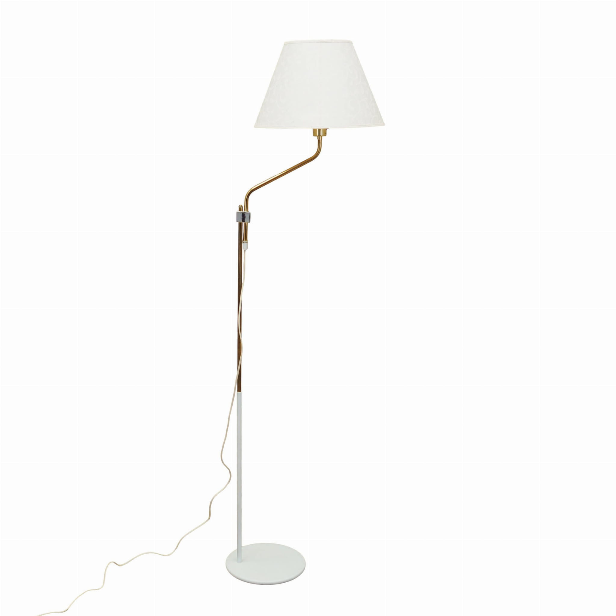 Lampada da terra vintage metallo tessuto bianco anni '70