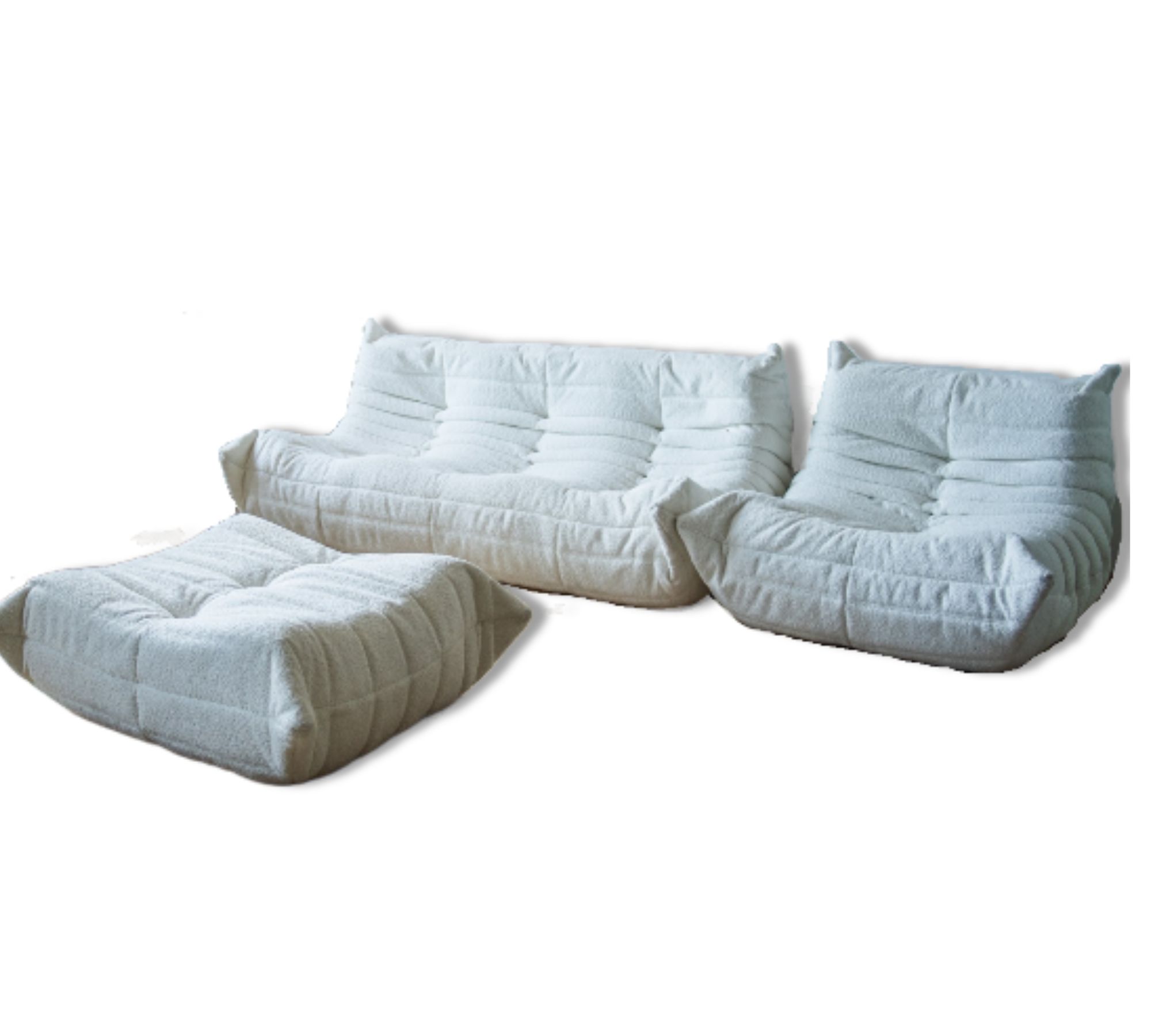 Togo Set Lounge 3 pezzi Bouclé Bianco