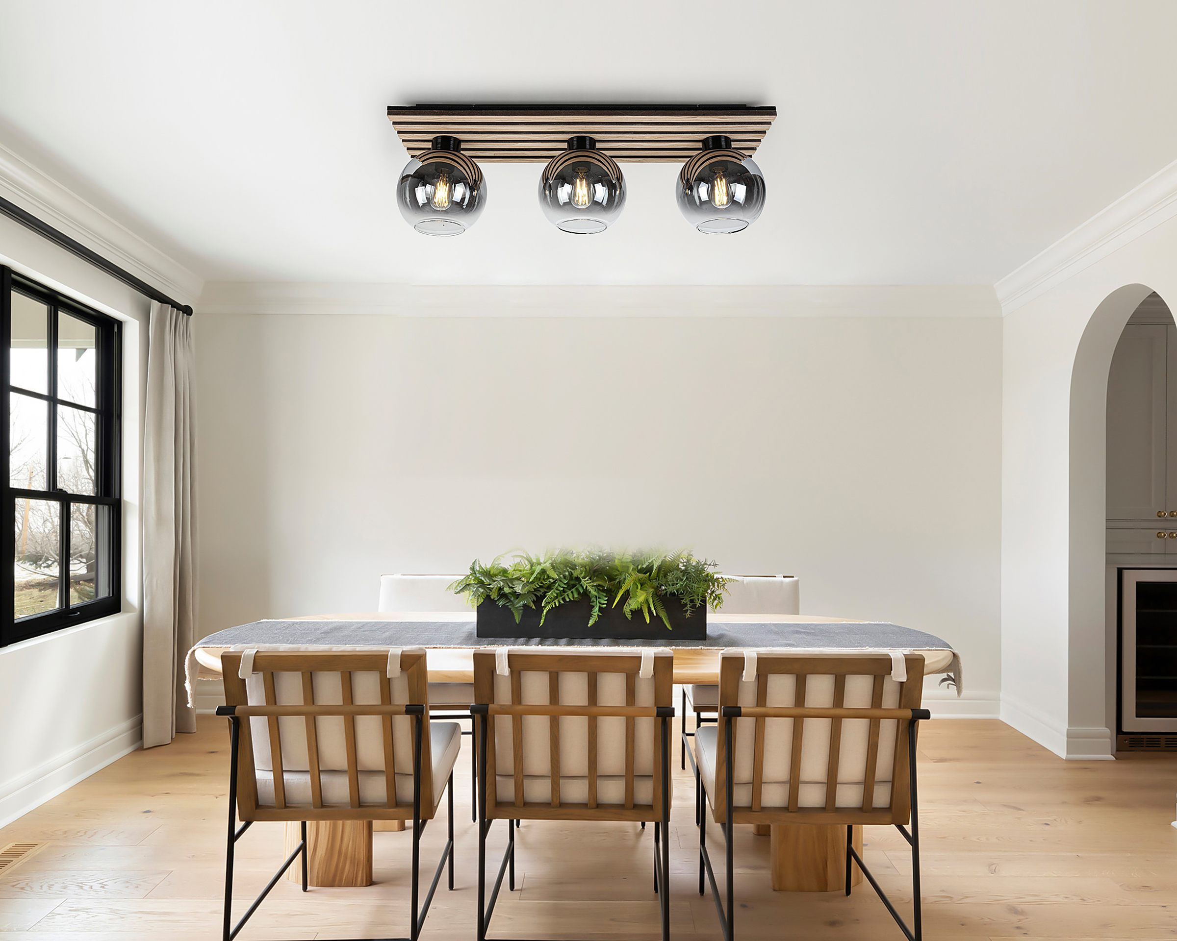 Kentucky Deckenleuchte Eisen Rauchglas Schwarz