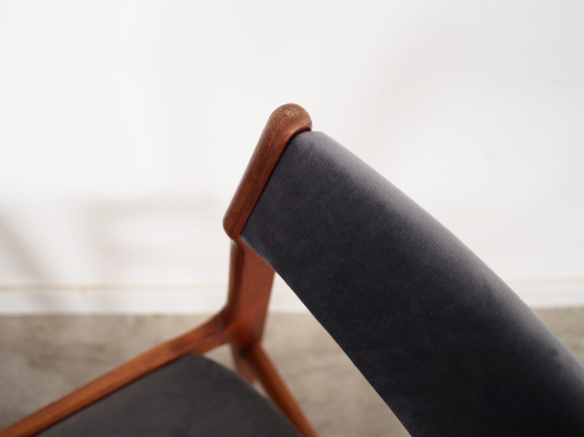 6x Chair Teak Velvet Brown 1960s