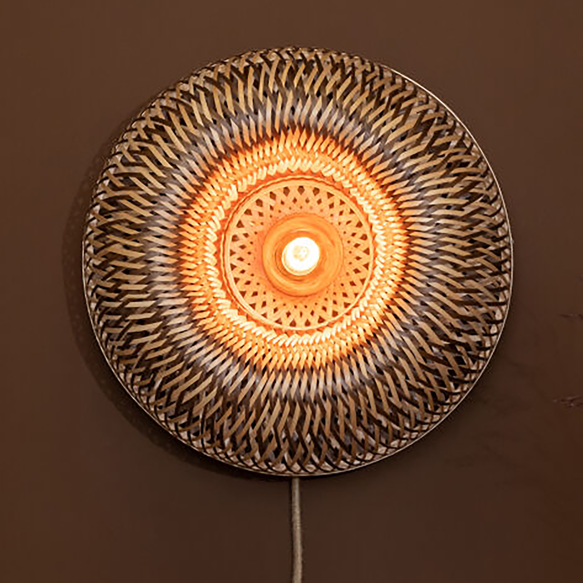 Barbados Wall Lamp 1-light Dark Brown Bamboo