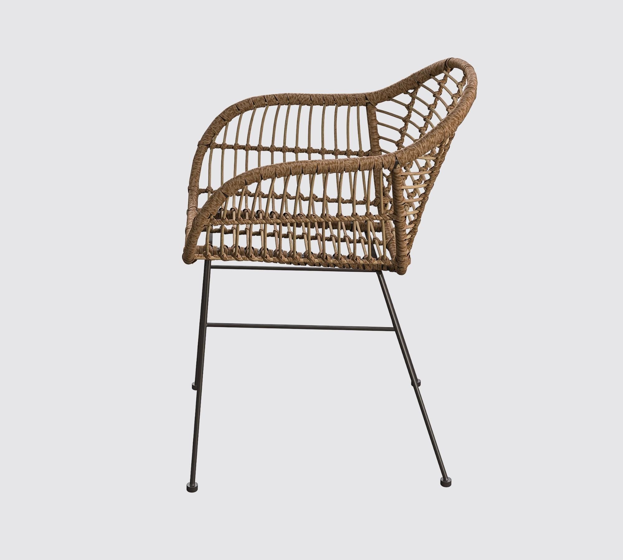 2x Gartenstuhl aus Polyrattan inkl. Sitzkissen Schwarz 