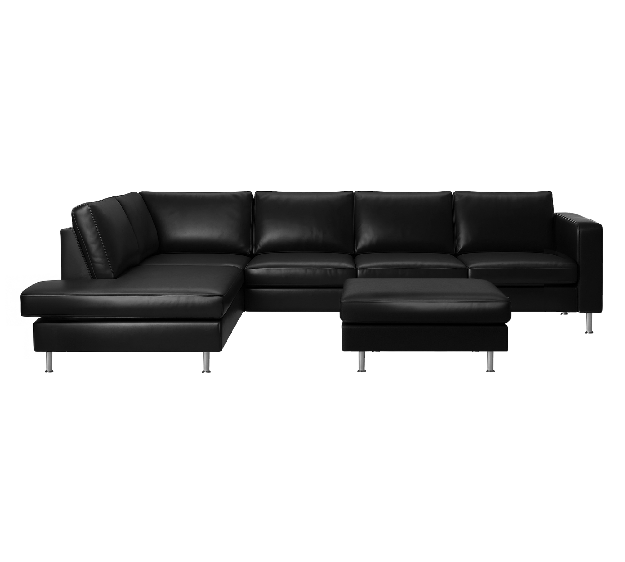 Indivi Ecksofa mit Ruhemodul & Hocker Salto-Leder Schwarz