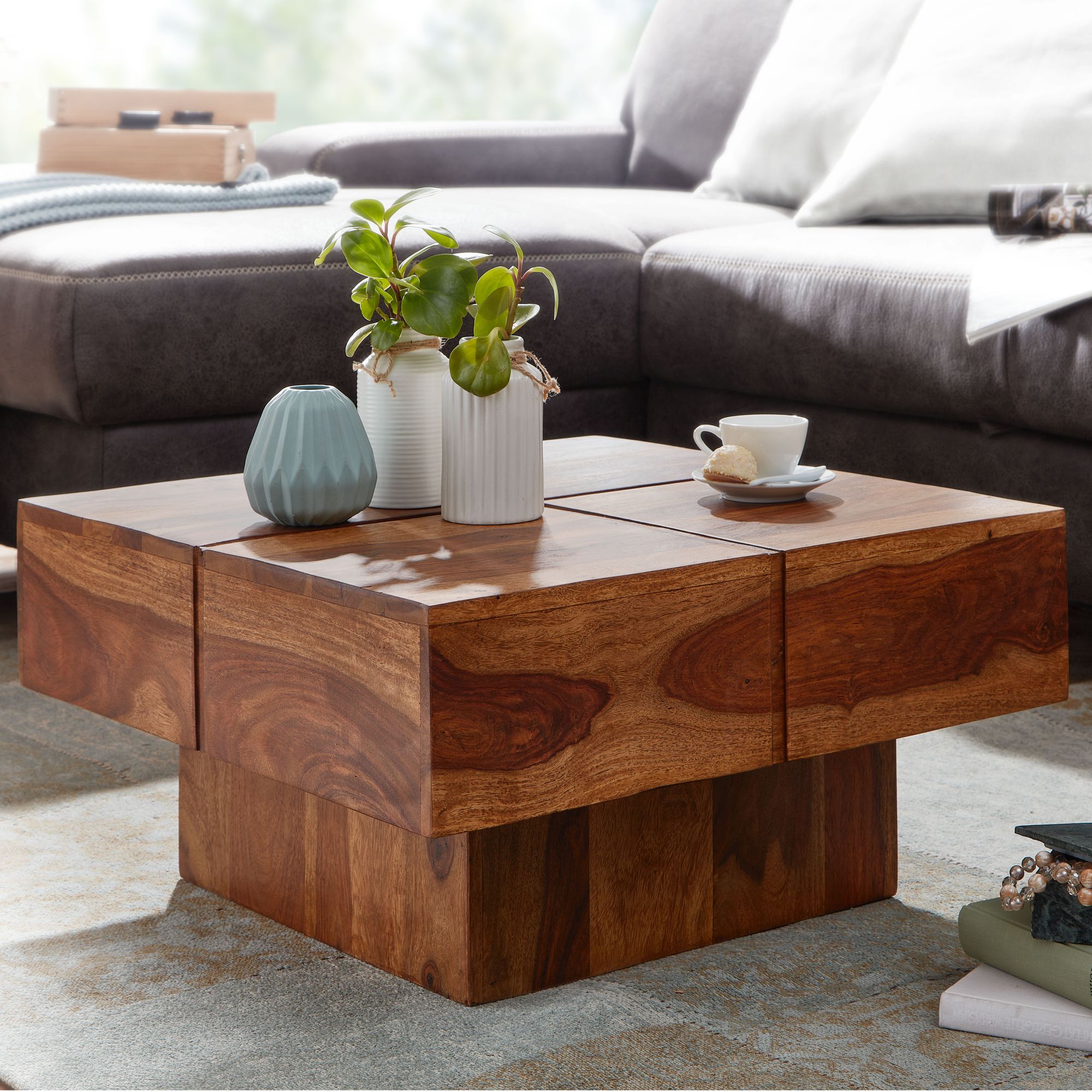 Coffee Table Dalwitz Sheesham Solid Dark Brown