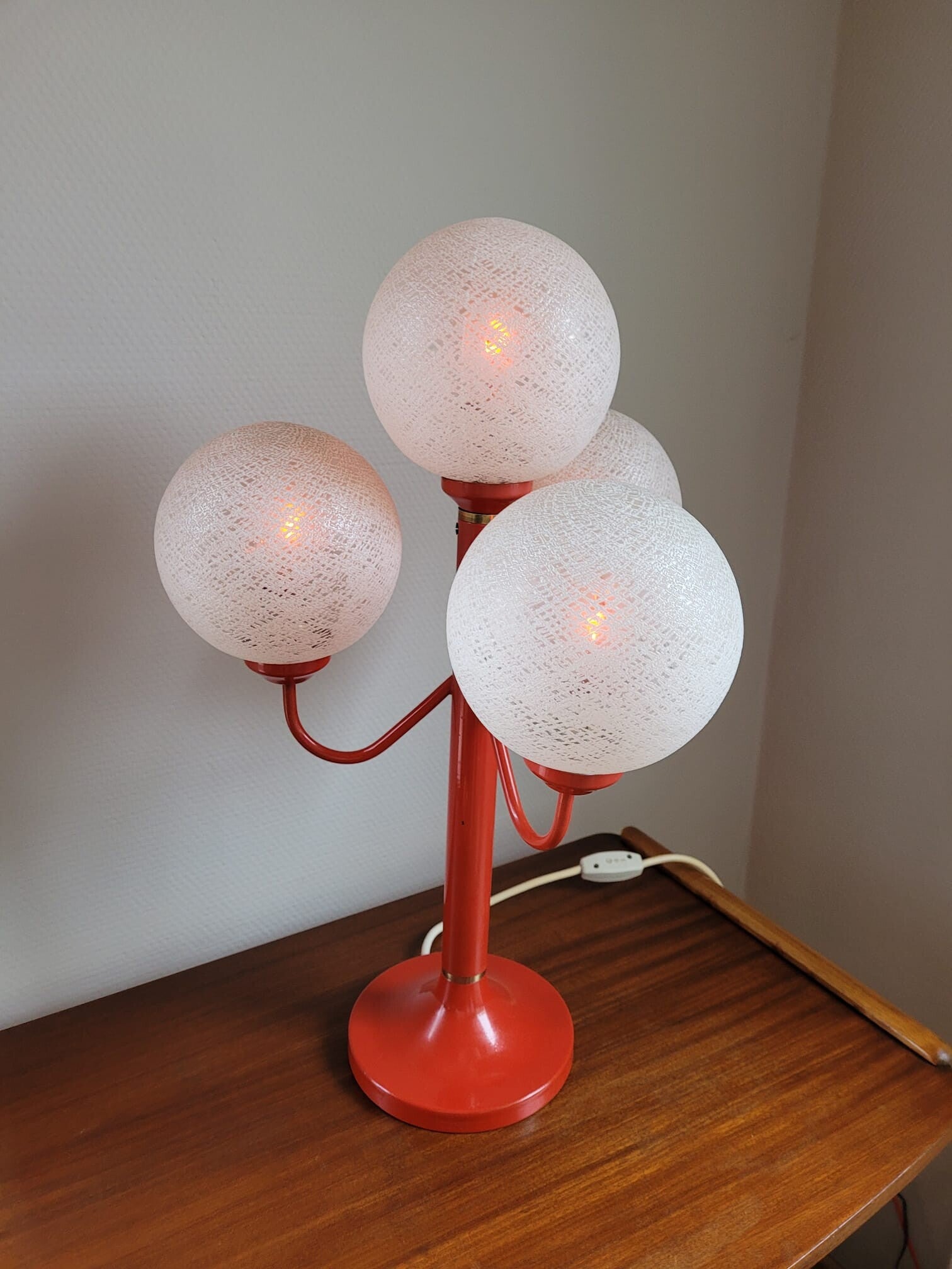 Tischlampe Glas Metall 1970er Jahre