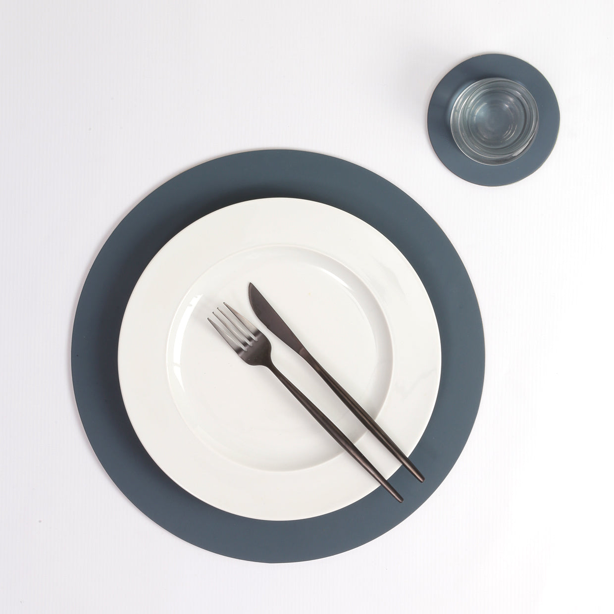 4x Coasters Round 100% Recycled Leather Petrol