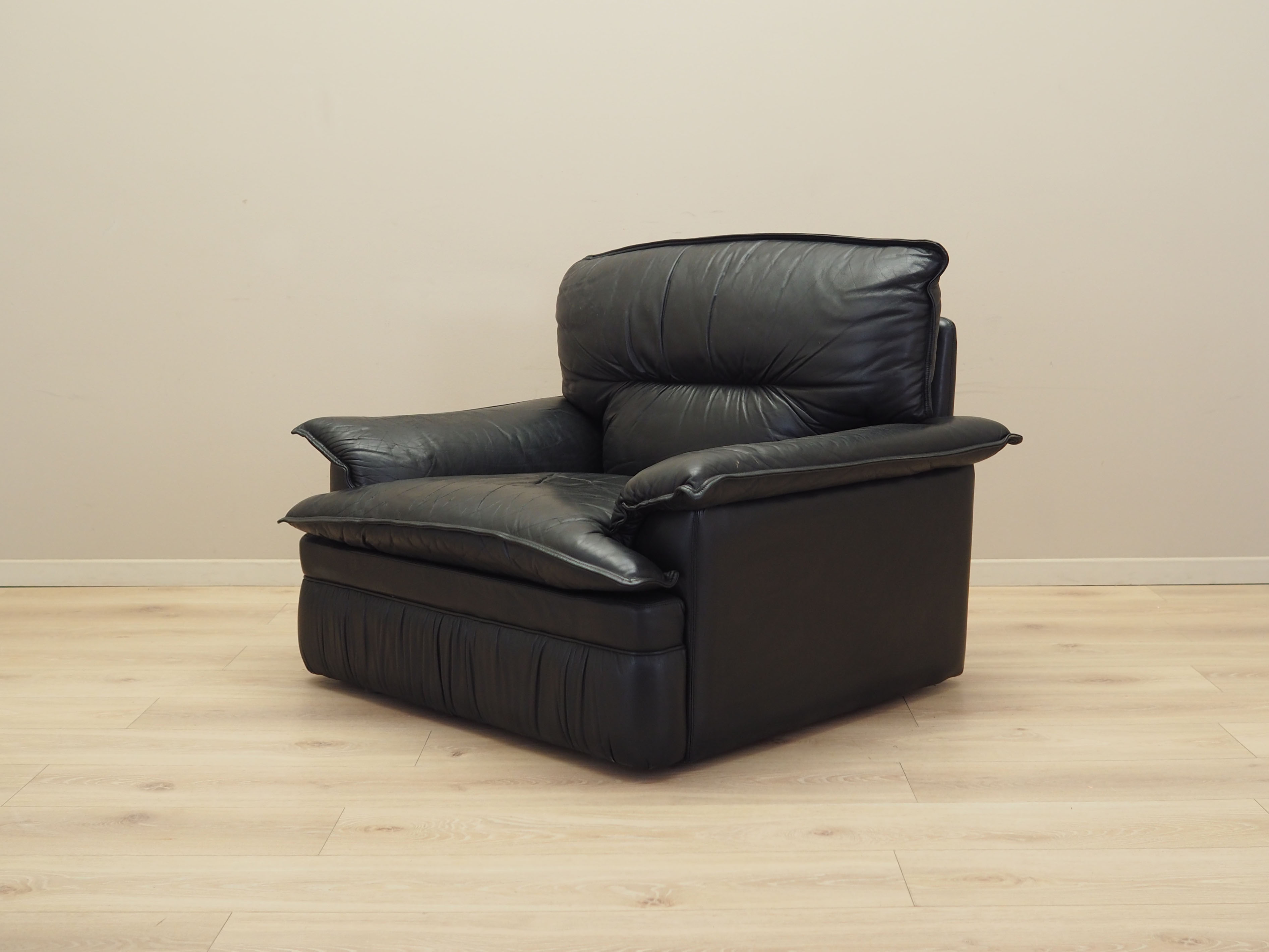 Sessel Leder Schwarz 1960er Jahre