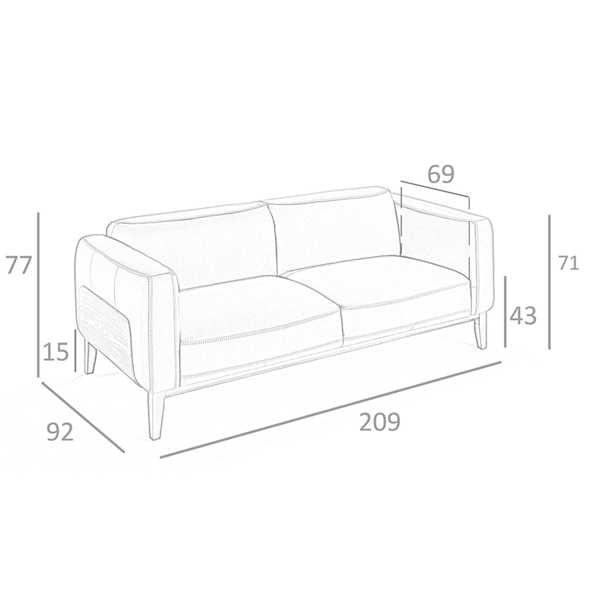 White leather 3-seater sofa 6115