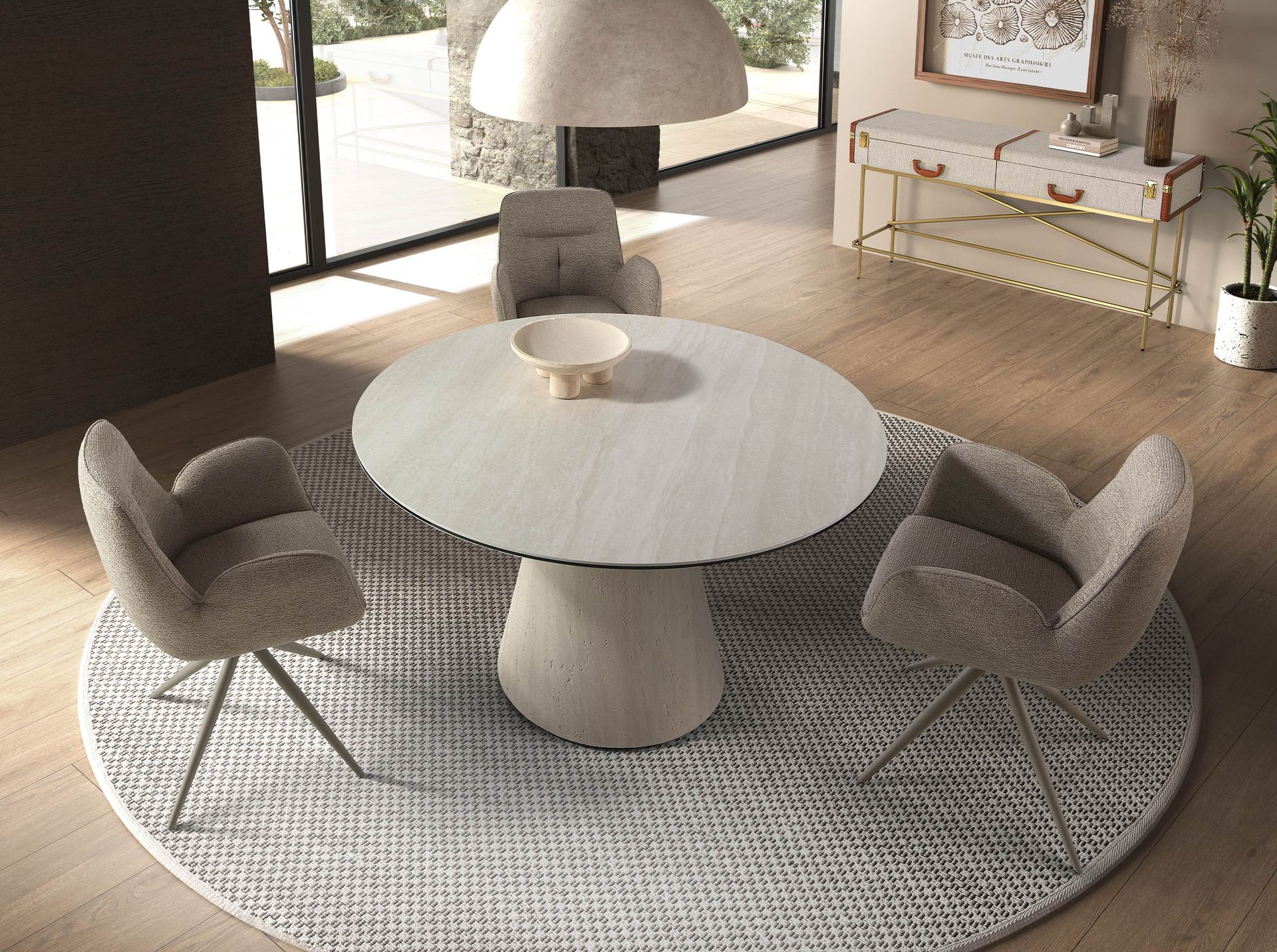 Console table made of fabric walnut wood 3271