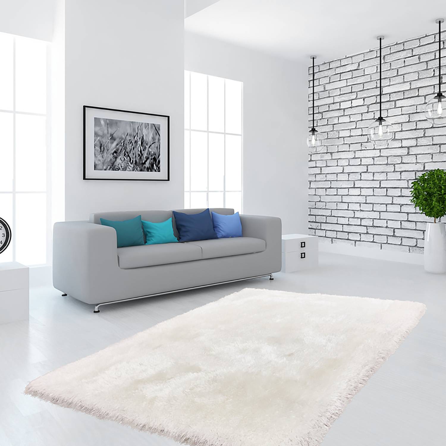 High-pile rug Cosy 310 White