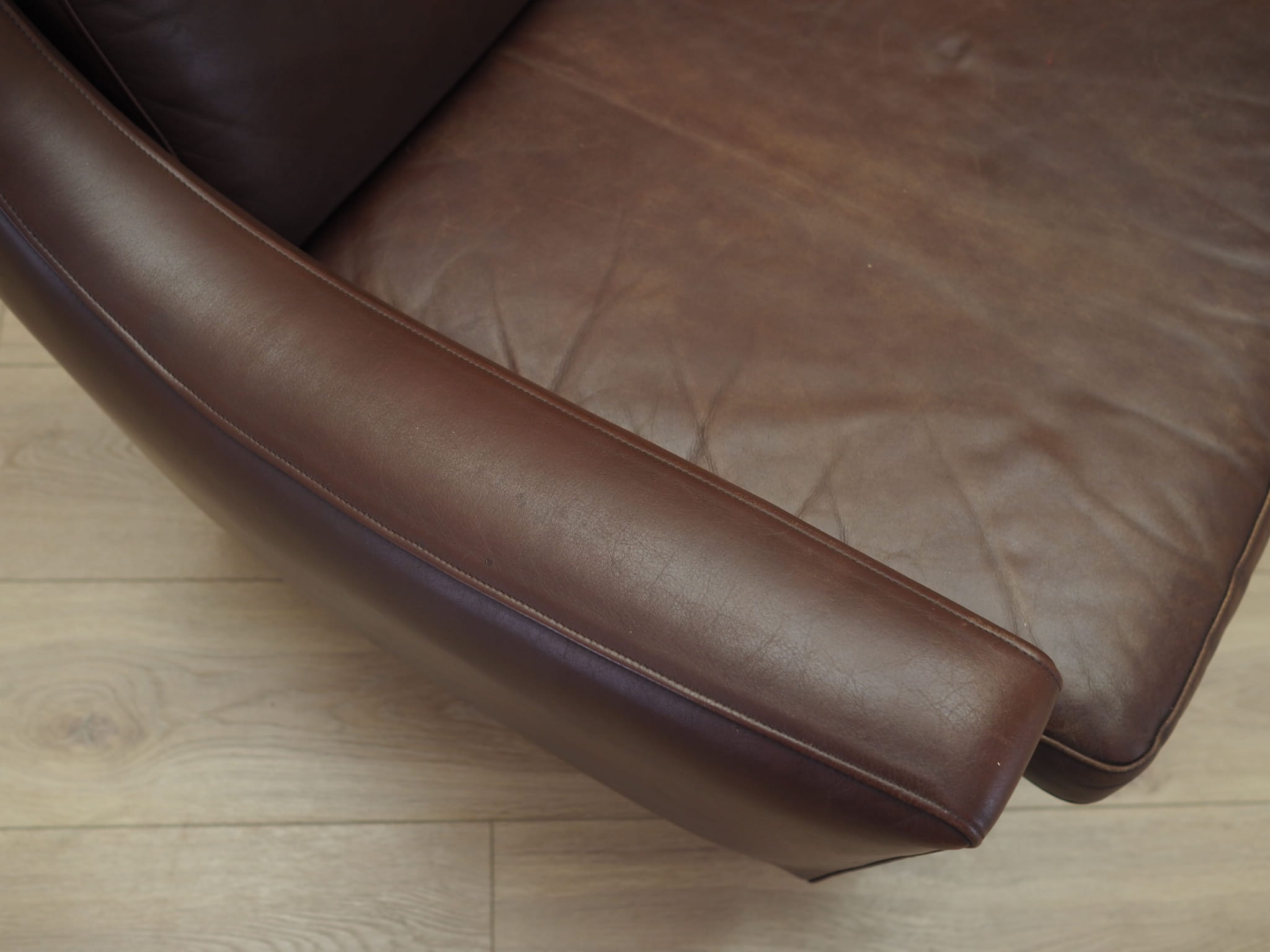 Sofa Leder Braun 1960er Jahre