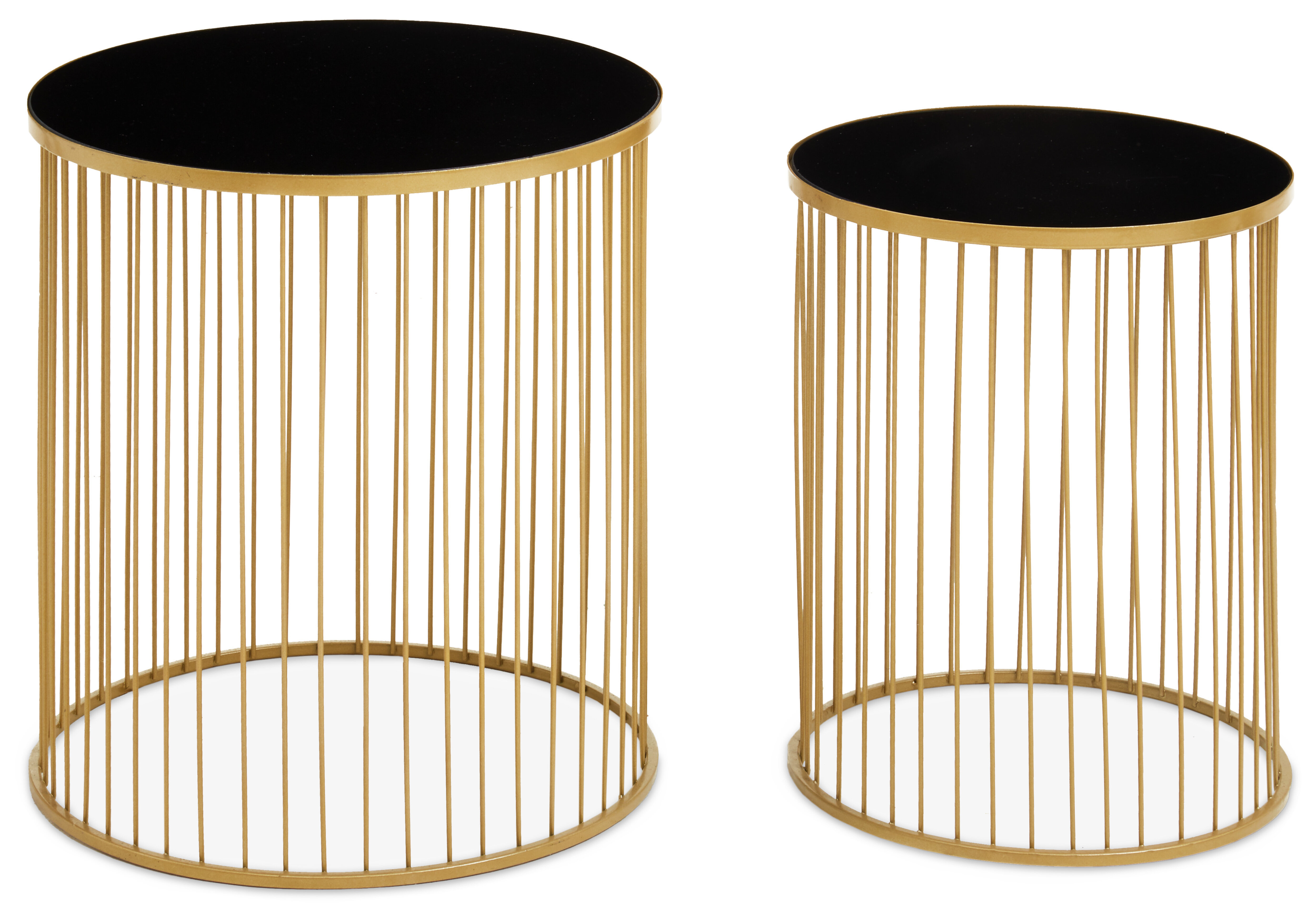 2x Avento Set aus zwei schwarz-goldenen Beistelltischen
