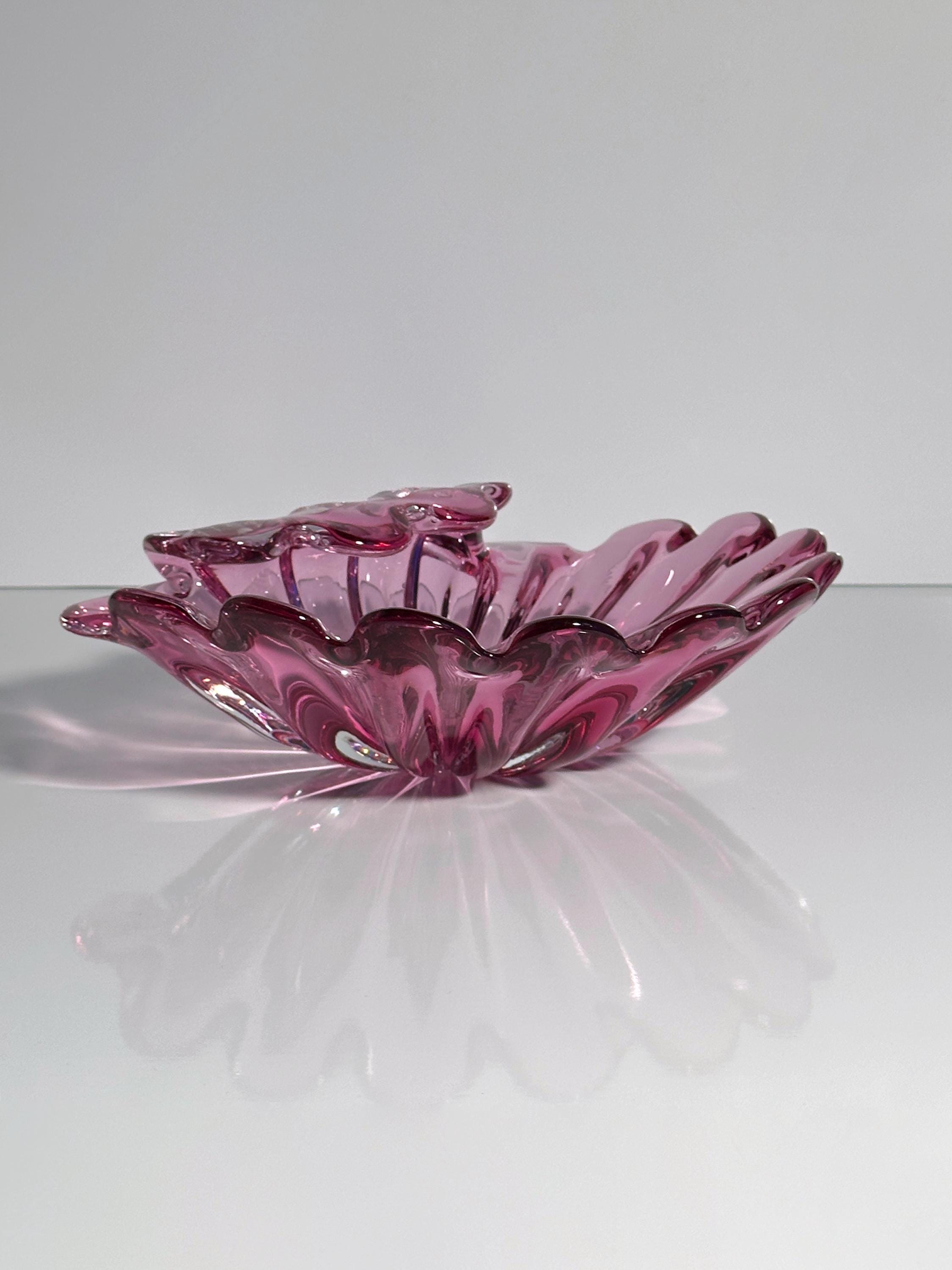 Vintage Shell Fruit Bowl Glass 1970s