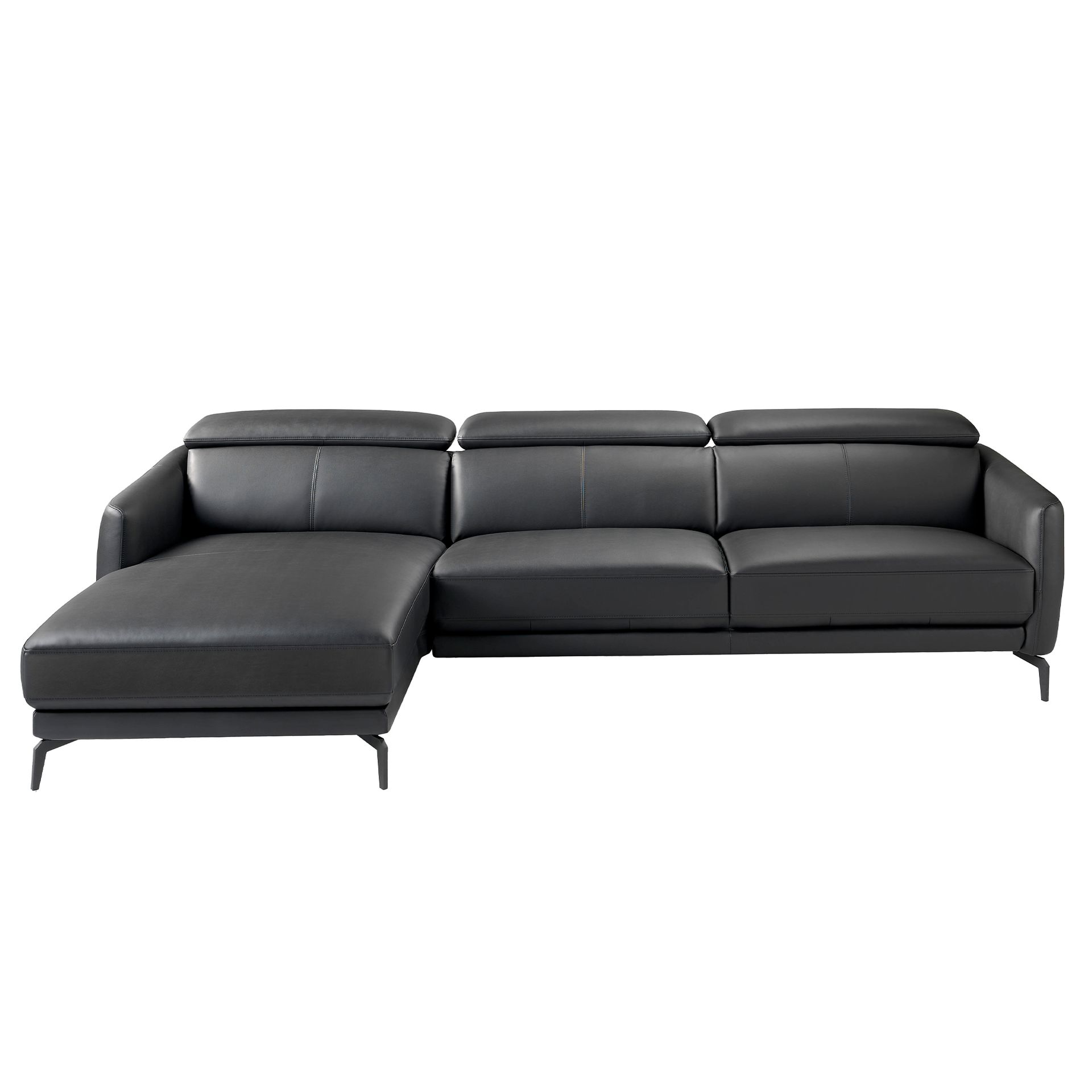 Sofa Chaise Lounge Left Leather Black