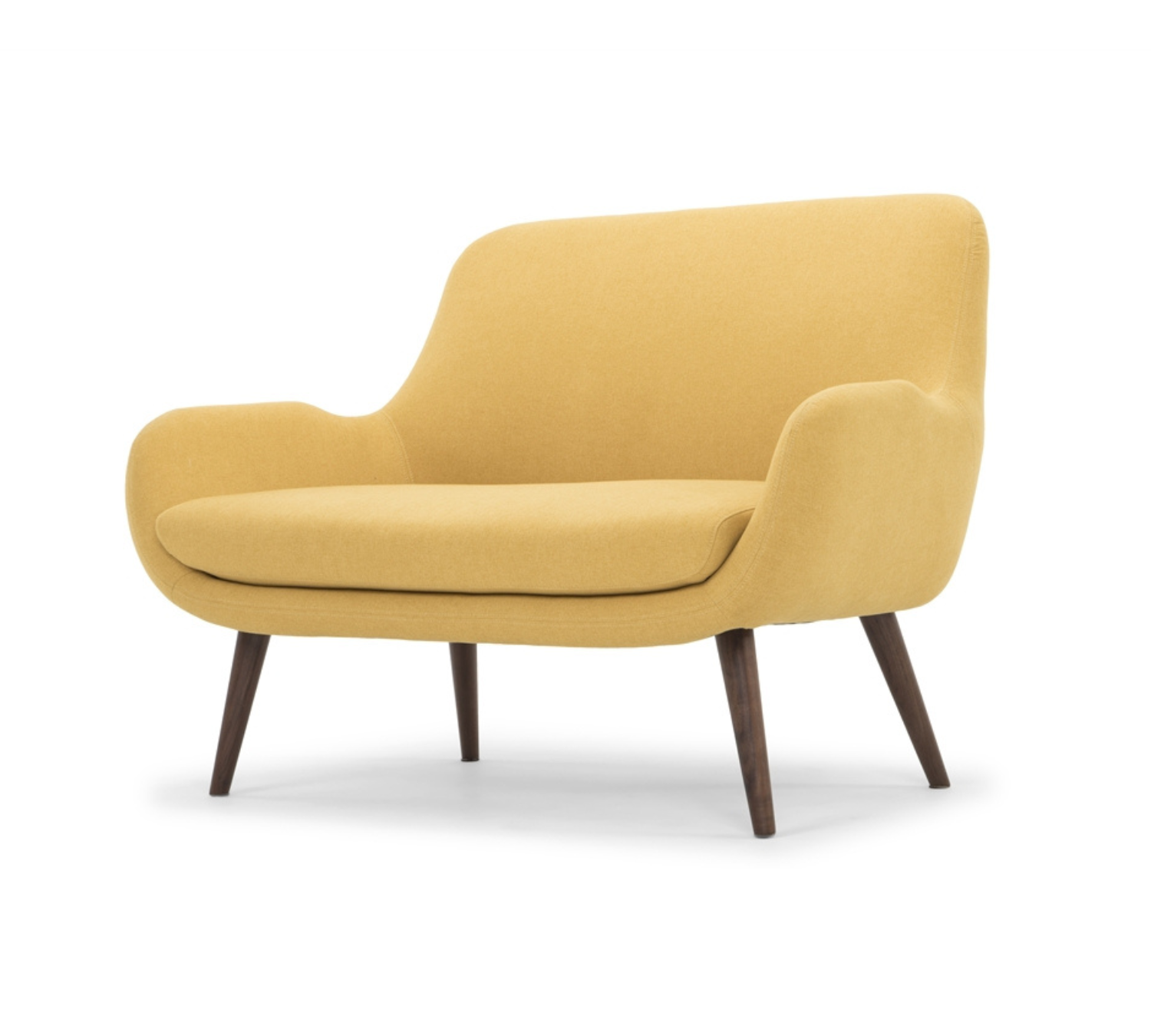 Moby Sofa 2-Sitzer Nussbaumholz Textil Curry