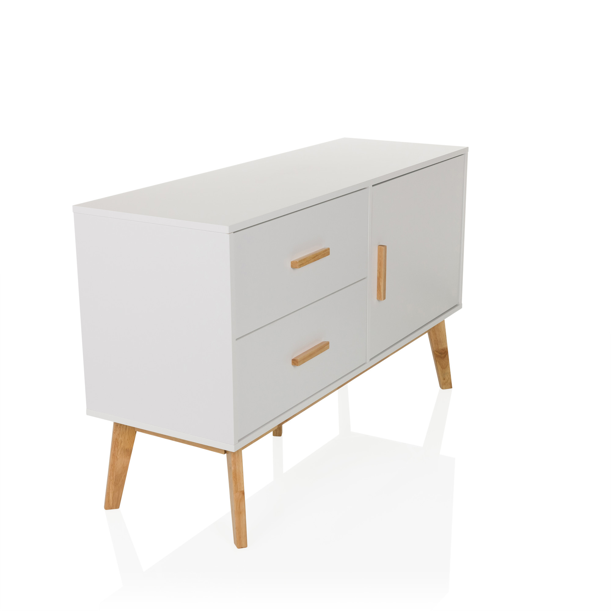 Tarolo Sideboard mit 2 Schubladen und 1 Tür Eiche Weiß