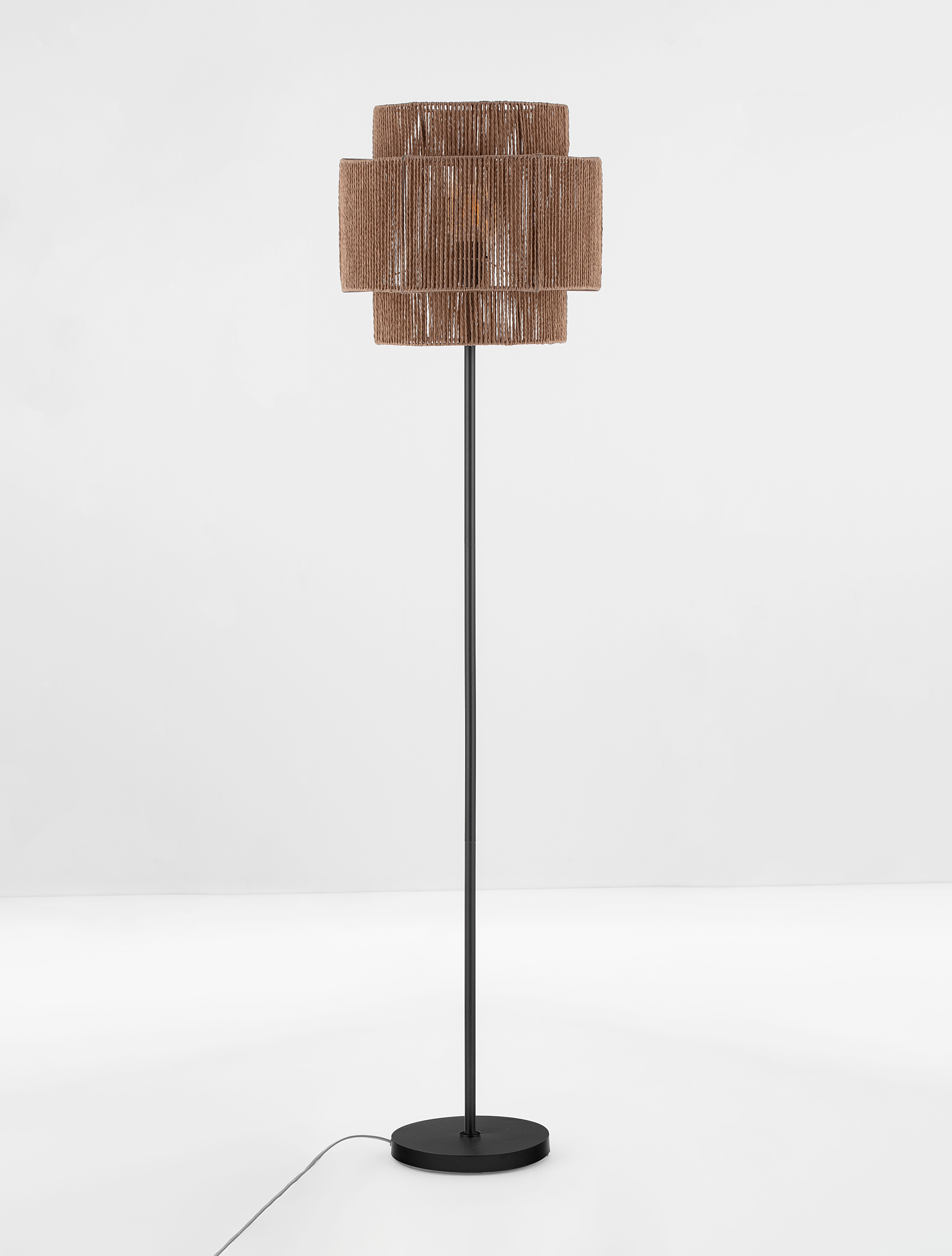 Floor lamp Lito aluminum flat weave brown