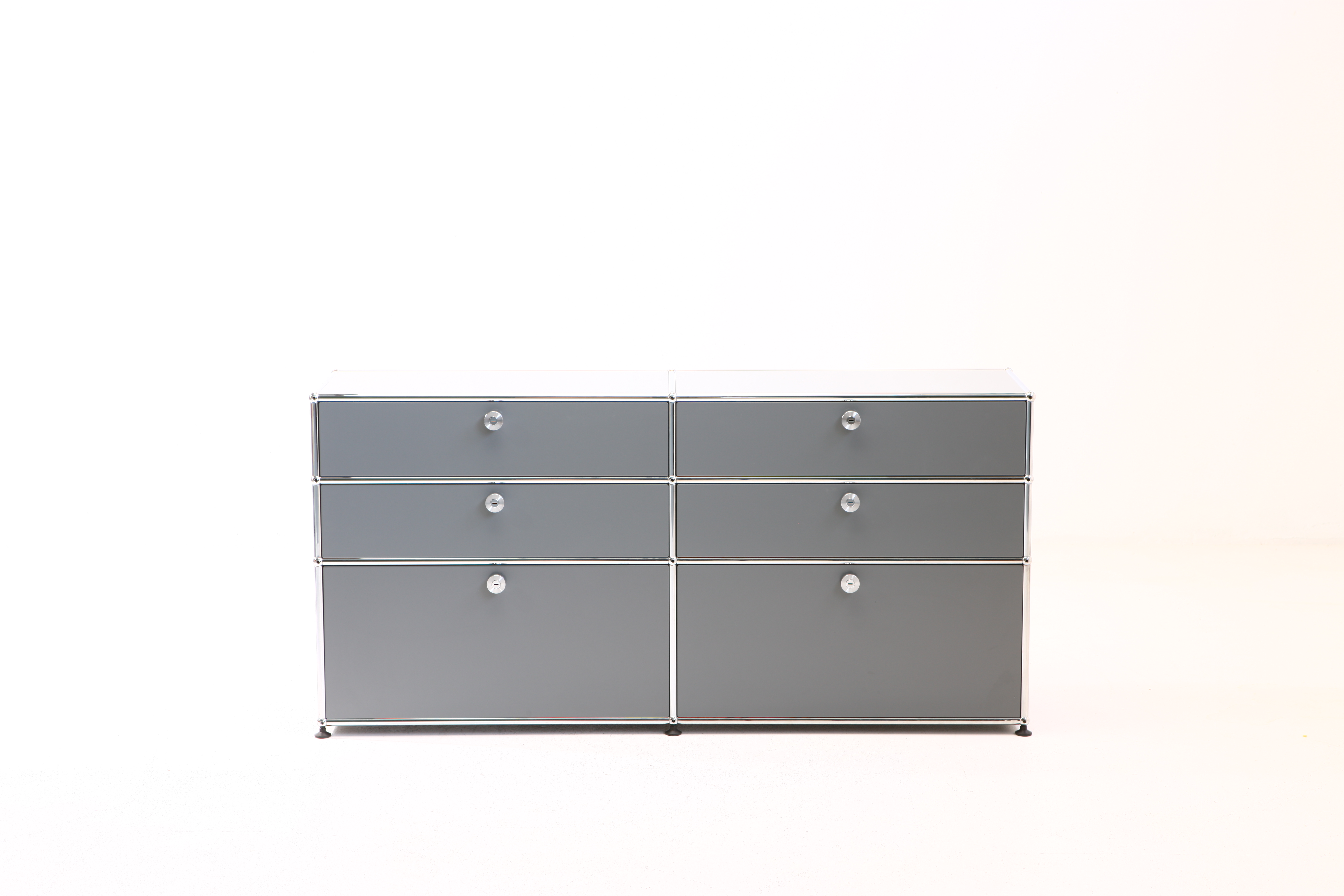 Sideboard 3x3 mit Flügeltüren & Schiebeschubladen Silbergrau