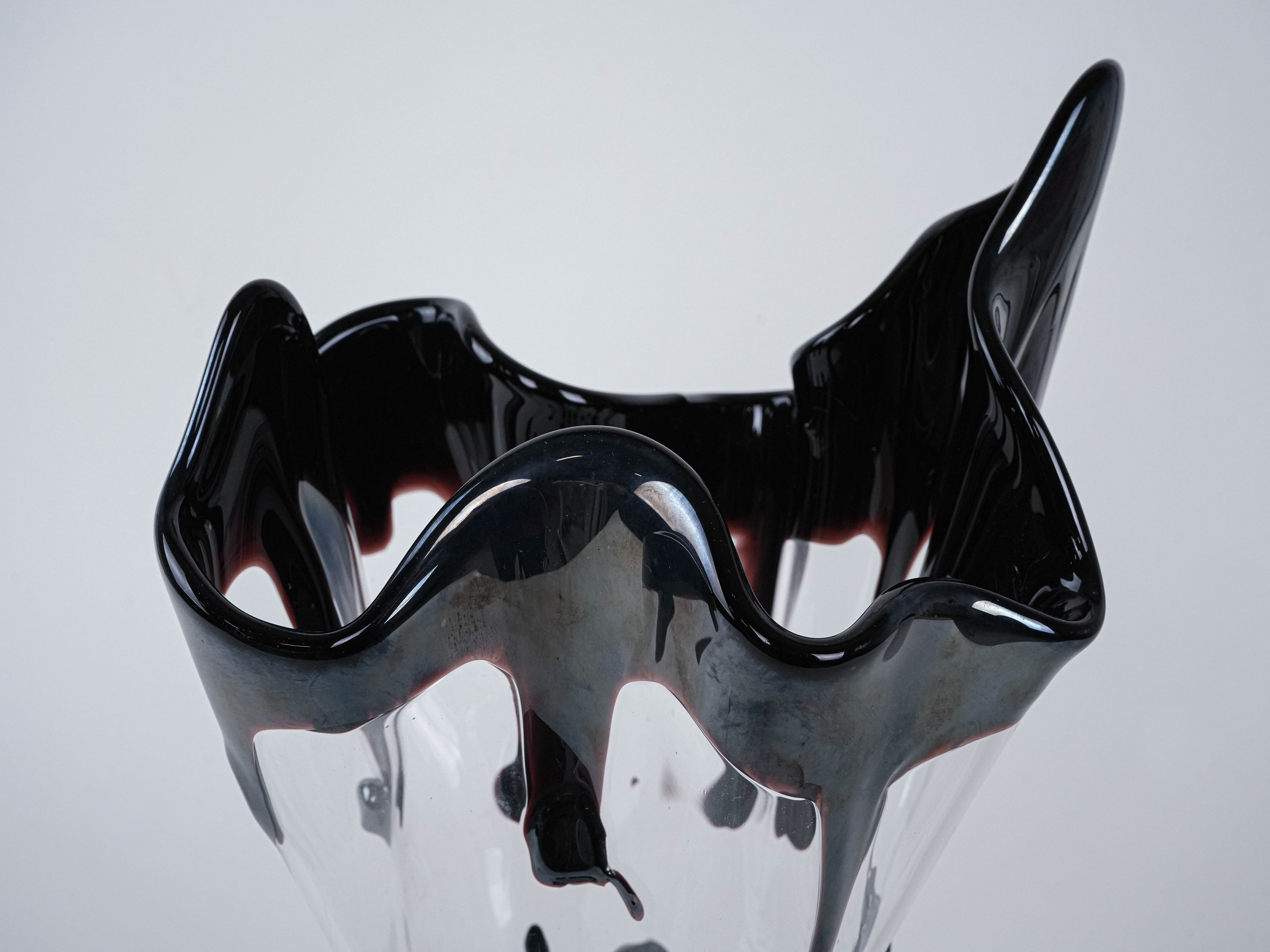 Murano glass vase black 1960s