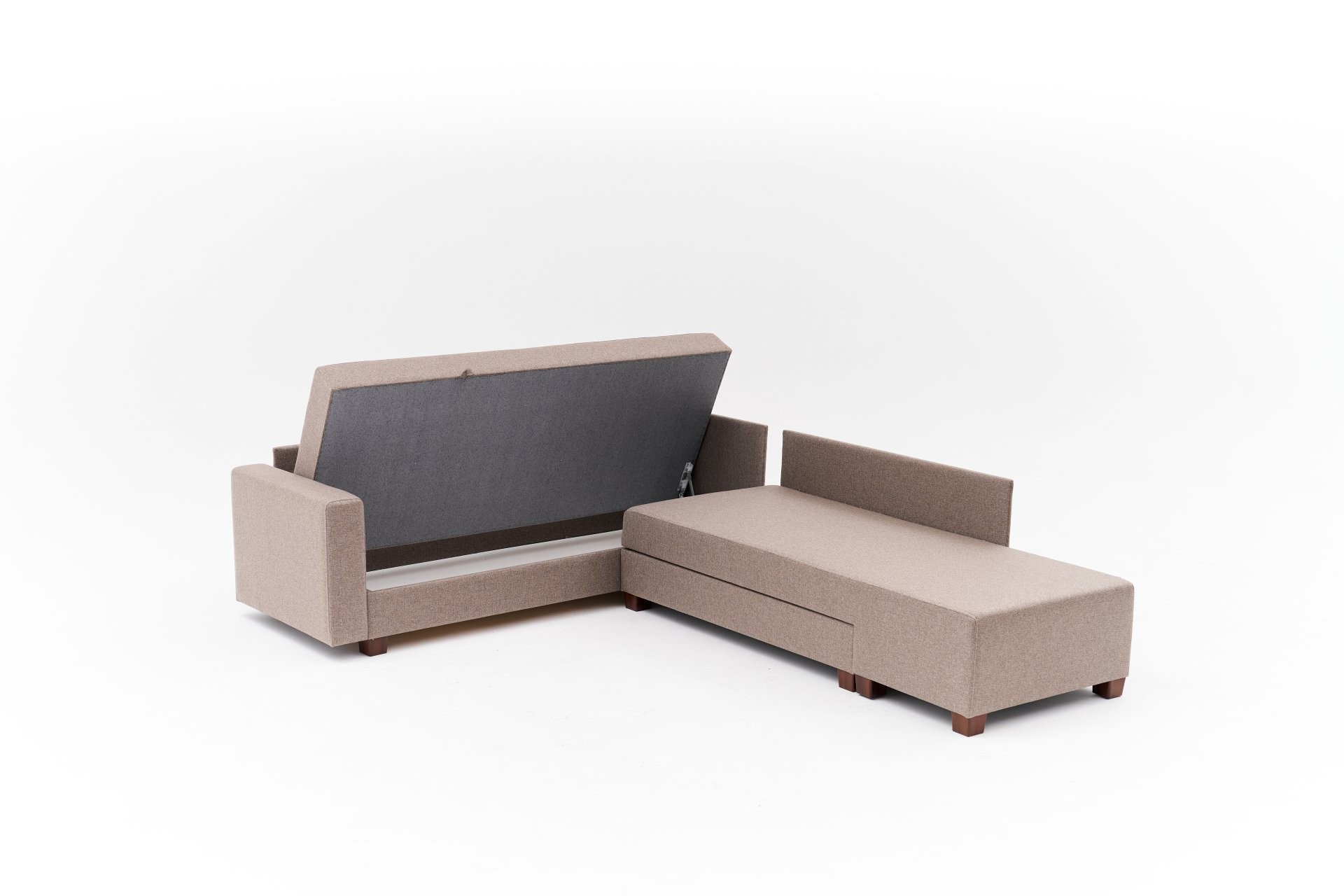 Aly Schlafsofa Récamiere Rechts Baumwolle Braun