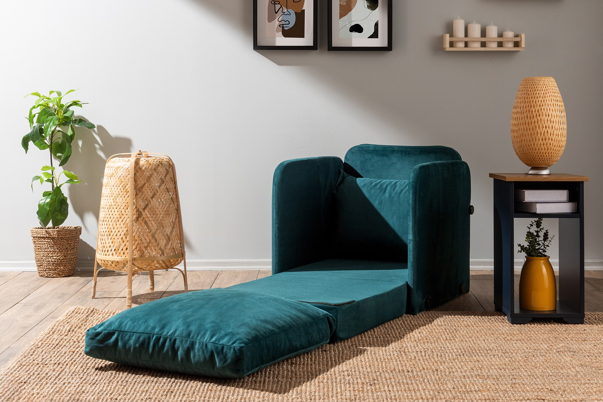 Saga Sofa Bed 1-seater Petrol Green