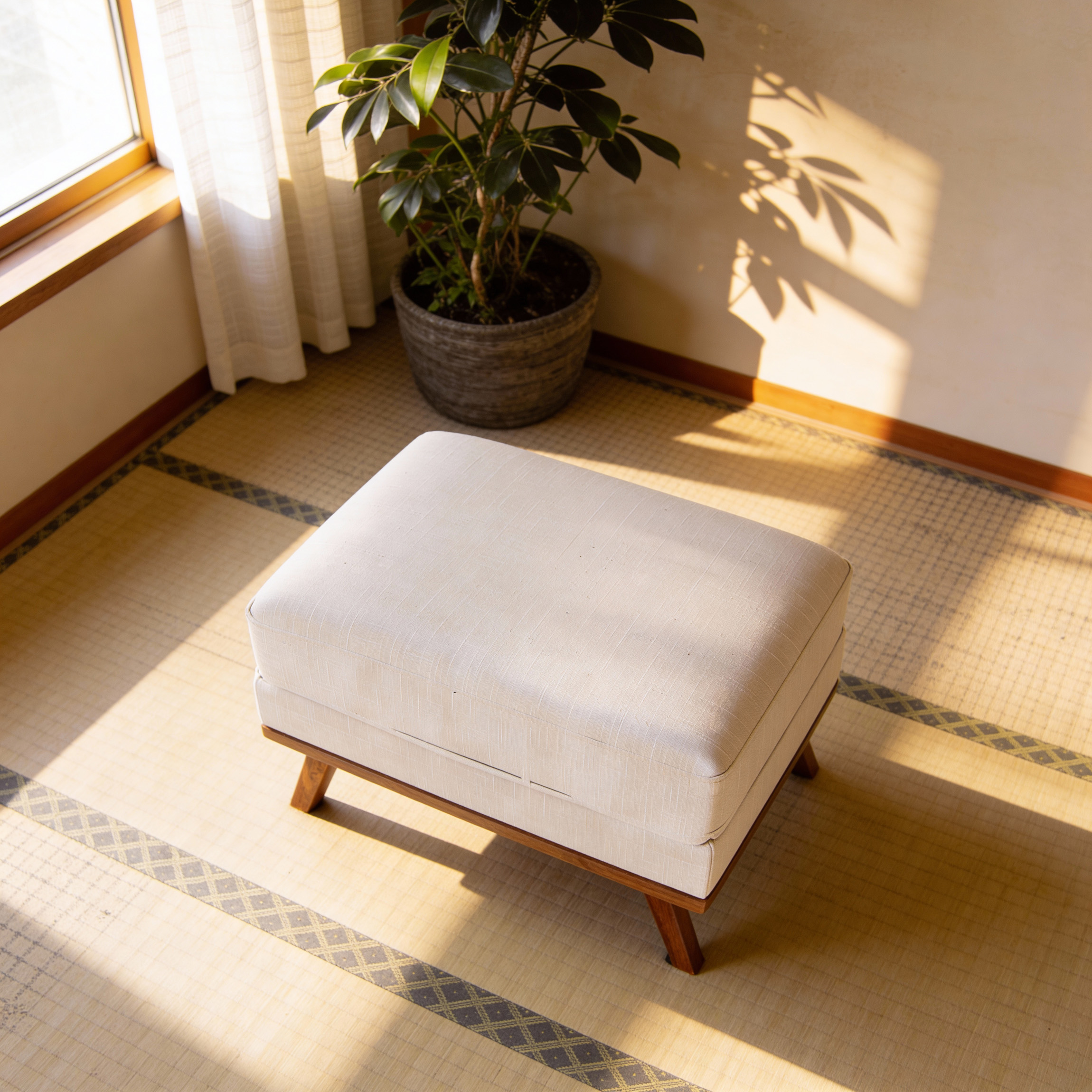 Ottoman Japandi Fabric Beige