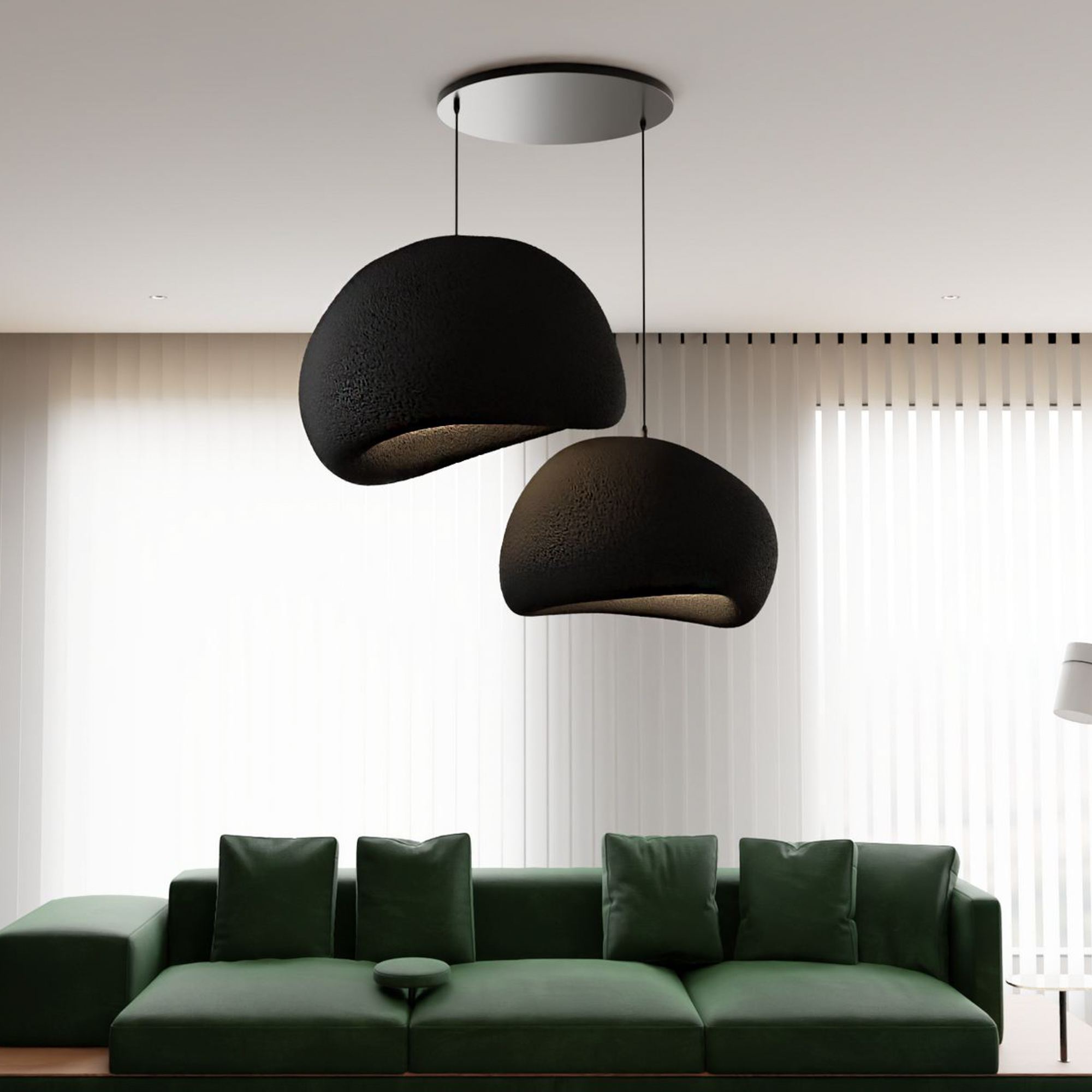 2-Flammig Wabi Sabi Chalkforms Pendelleuchte Schwarz