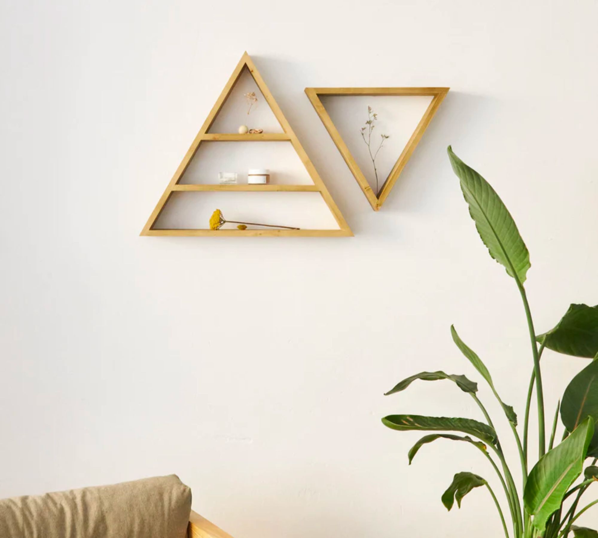 Dreieckiges Regal Zwei Regalbretter Holz Olive