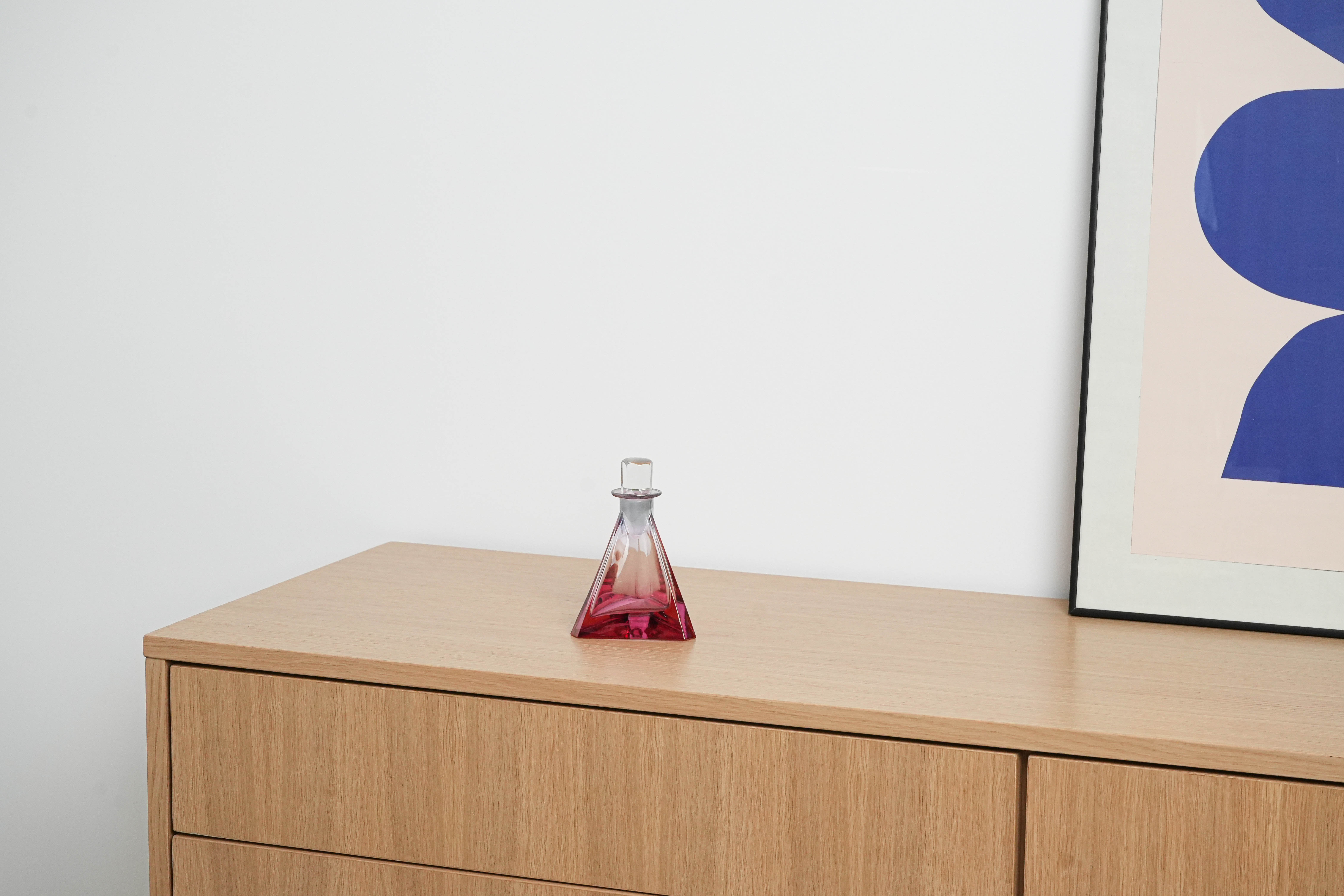 Triangular glass carafe Red 1970s